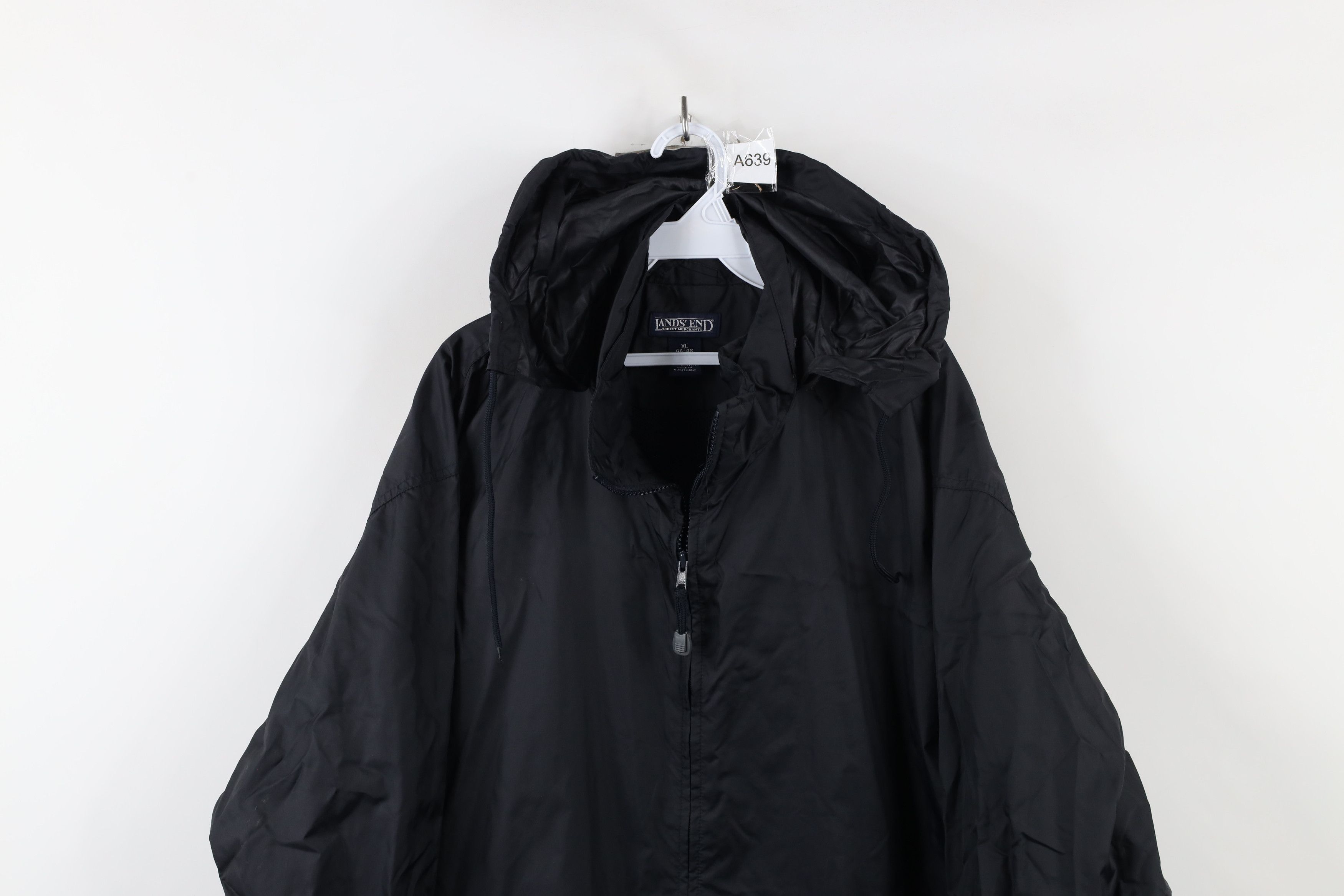 Lands' End × Vintage Vintage 90s Lands End Hooded Windbreaker Rain Jacket Navy Size US XL / EU 56 / 4 - 2 Thumbnail