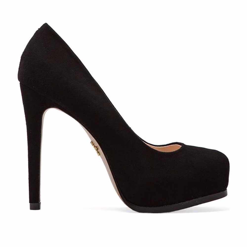 New Pour La Victoire Irina Black Suede High Heel Shoes Made