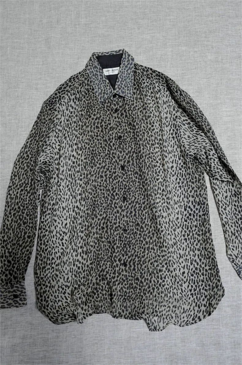 Saint Laurent Paris Saint Laurent Paris Silk Chiffon Leopard Printed Shirt Size M / US 6-8 / IT 42-44 - 1 Thumbnail