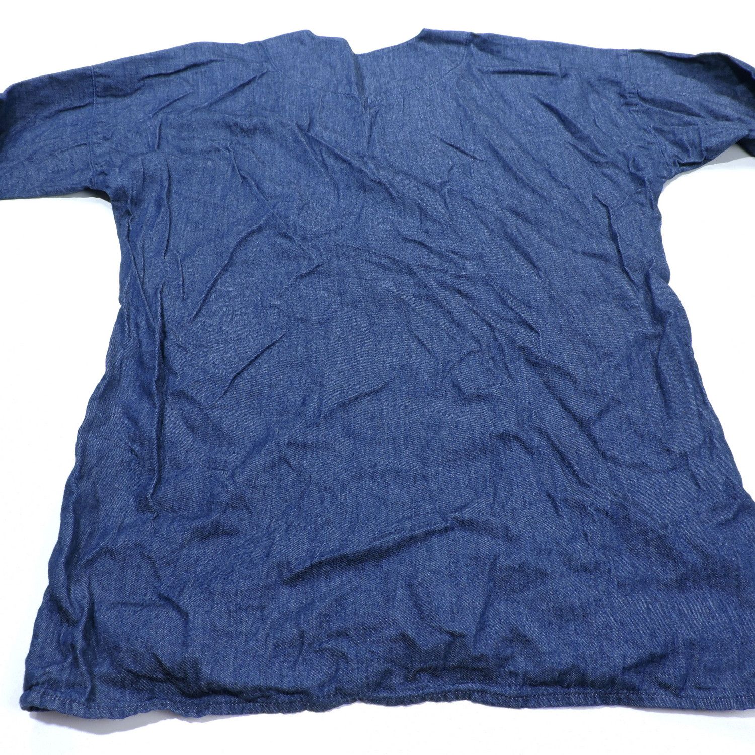 Muji MUJI INDIGO COLLARLESS DENIM LONG SLEEVE SHIRT Size US M / EU 48-50 / 2 - 9 Thumbnail
