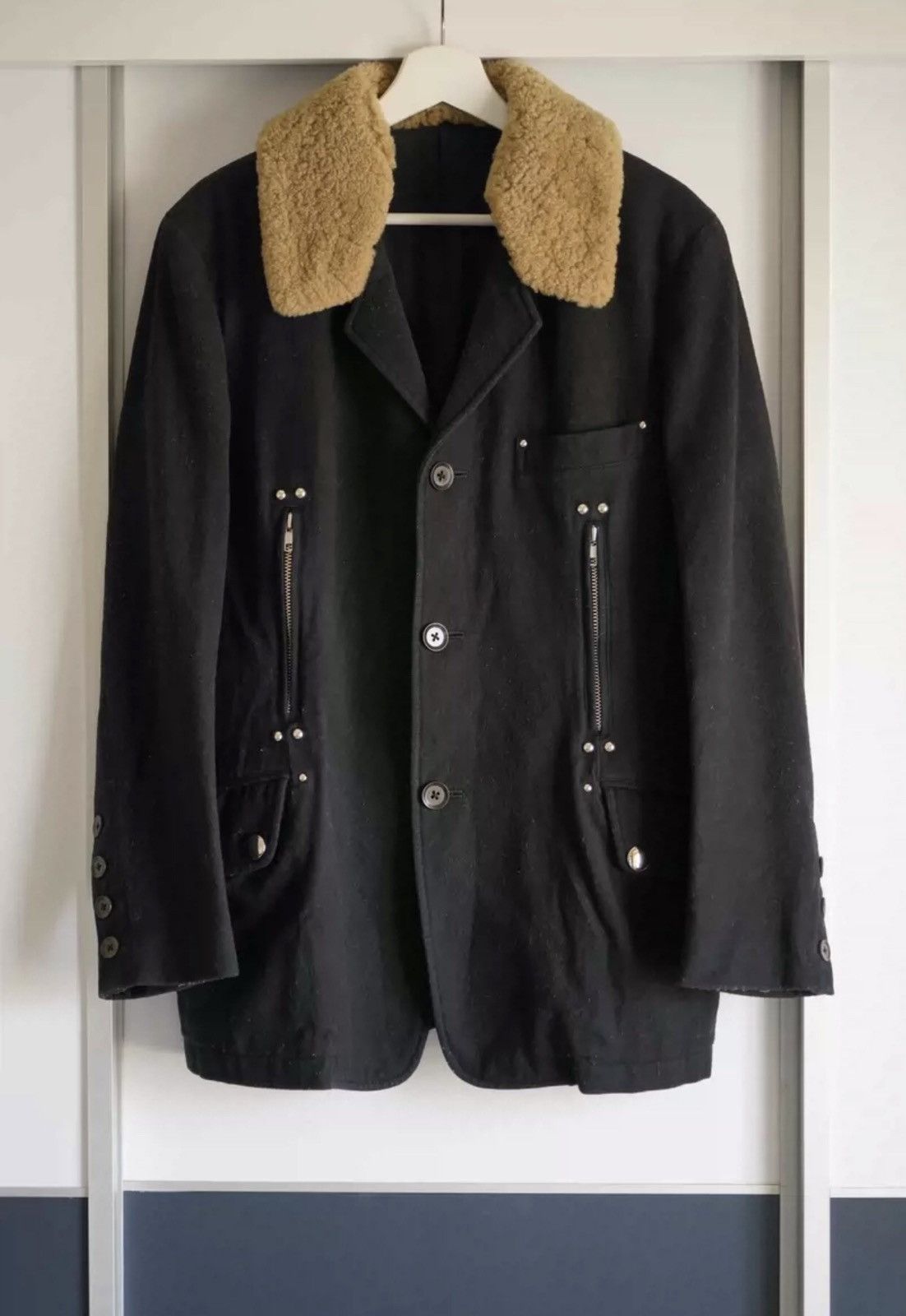 Yohji Yamamoto Yohji Yamamoto 05aw Zip Stud Leather Collar Suit 2412- Size 40S - 3 Thumbnail