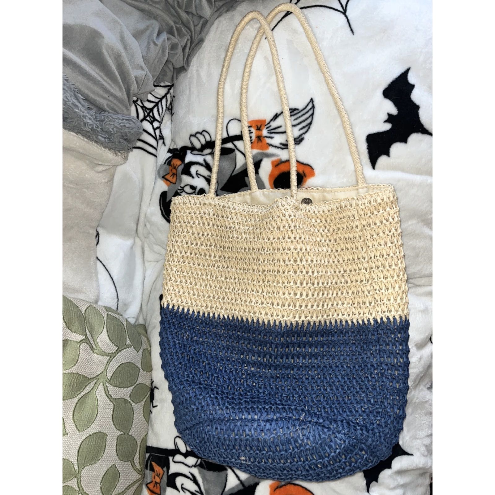 Old Navy Old Navy Large Beach Tote Bag Natural Crochet Straw Purse Ivory Womens Size ONE SIZE - 4 Thumbnail