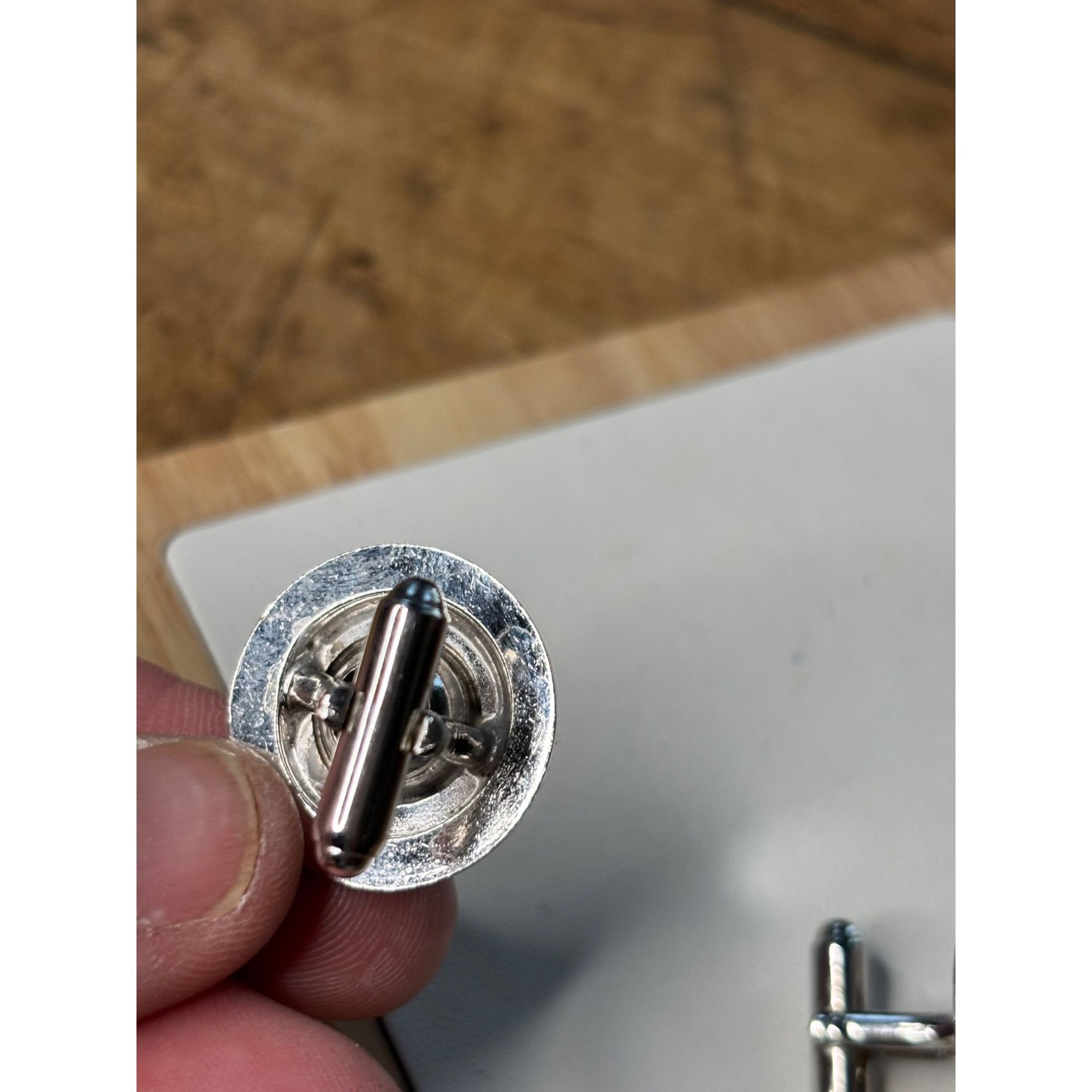 Other Silver Cufflinks With Blue Crystal Center & Circular Design Size 42R - 2 Thumbnail
