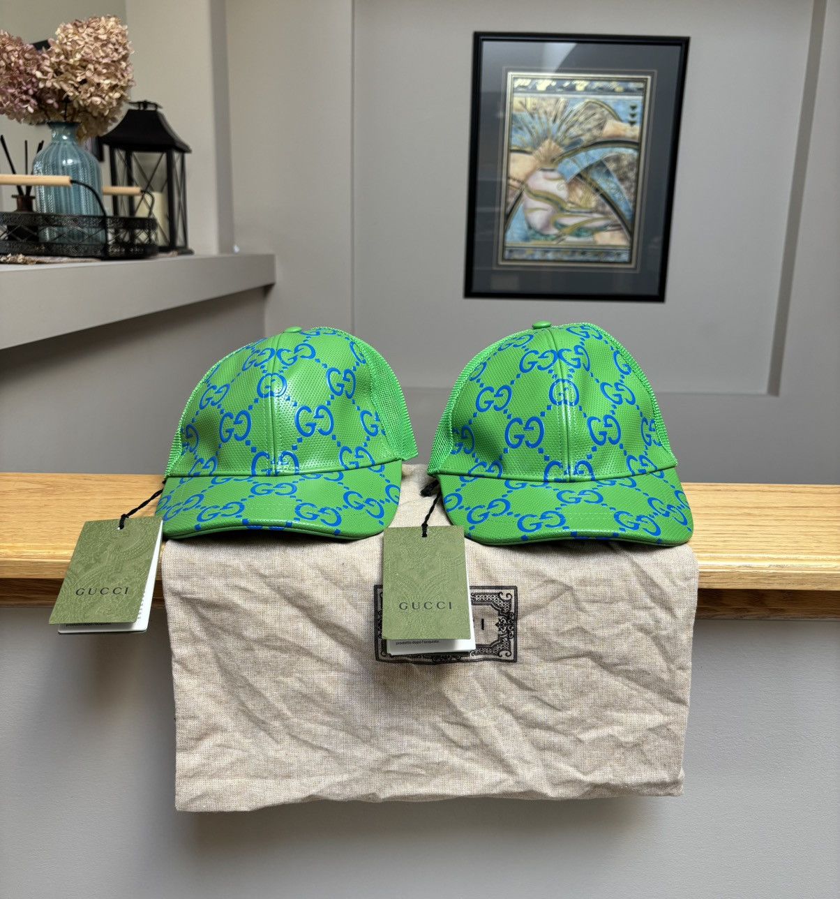 Gucci Gucci GG Monogram Green/Blue Baseball Hat - Large Size ONE SIZE - 1 Thumbnail