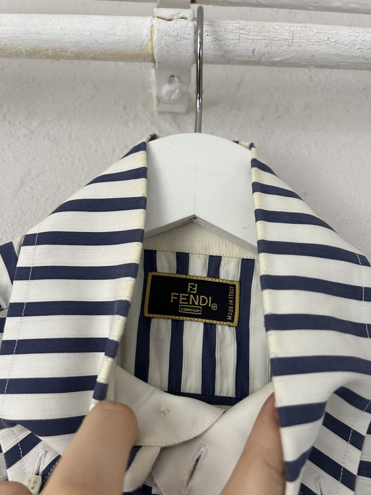 Fendi Vintage Blue White Stripes Shirt Size US M / EU 48-50 / 2 - 3 Thumbnail
