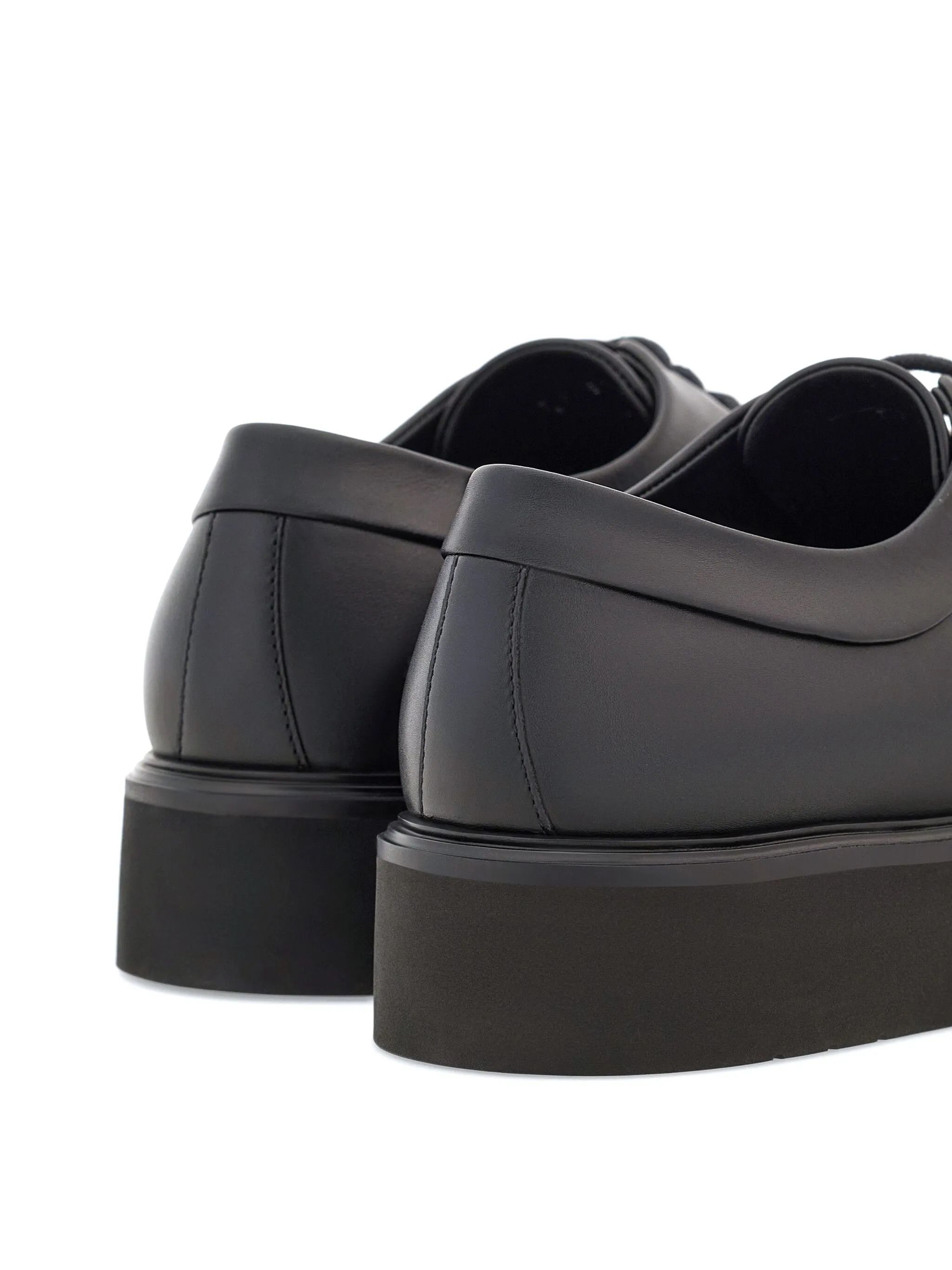 Salvatore Ferragamo o1s1rm0126 Logo-debossed Leather Derby Shoes in Black Size US 8 / EU 41 - 3 Thumbnail