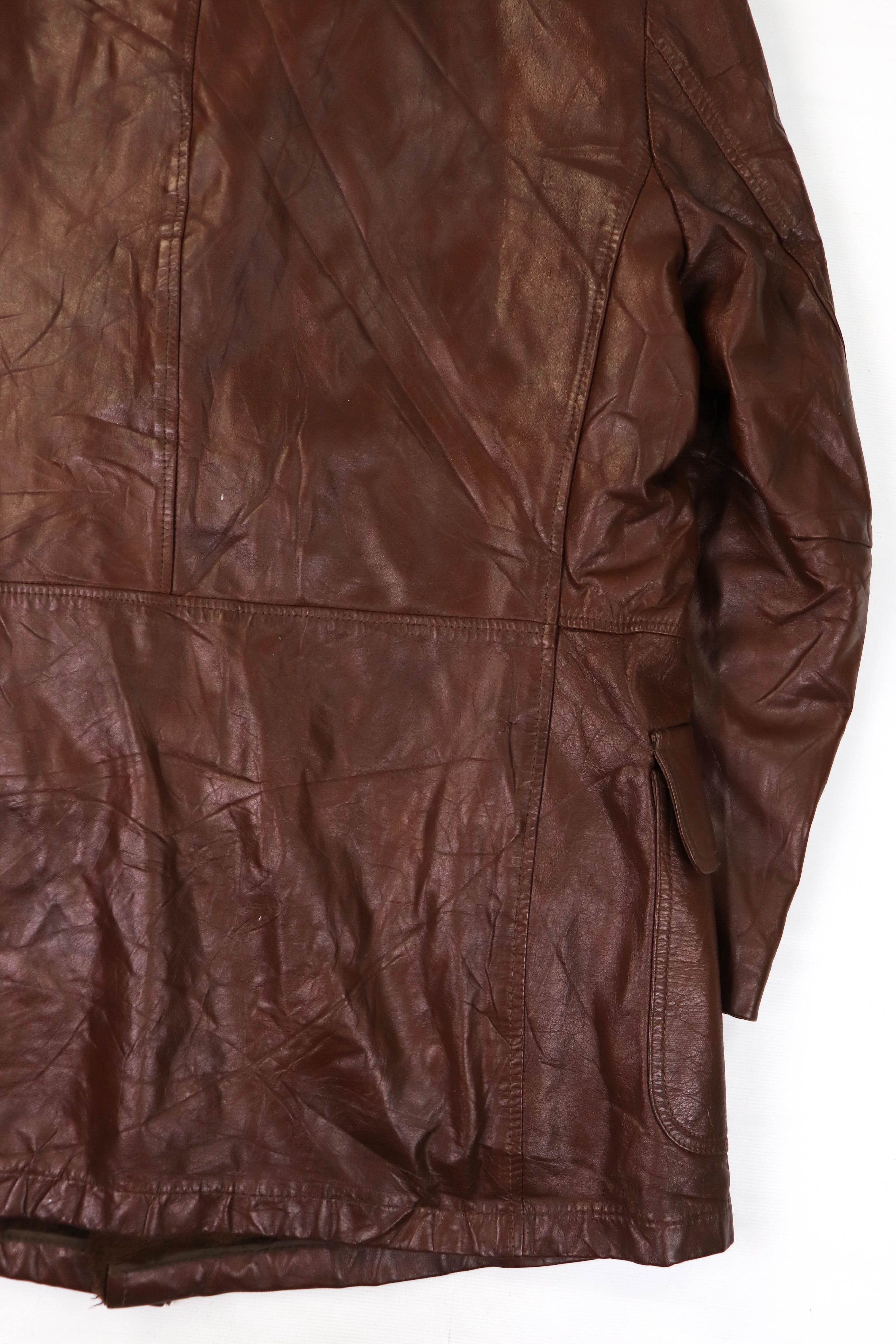 Vintage Vintage William Barry Choco Brown Leather Acrylic Pile Coat Size US L / EU 52-54 / 3 - 14 Thumbnail