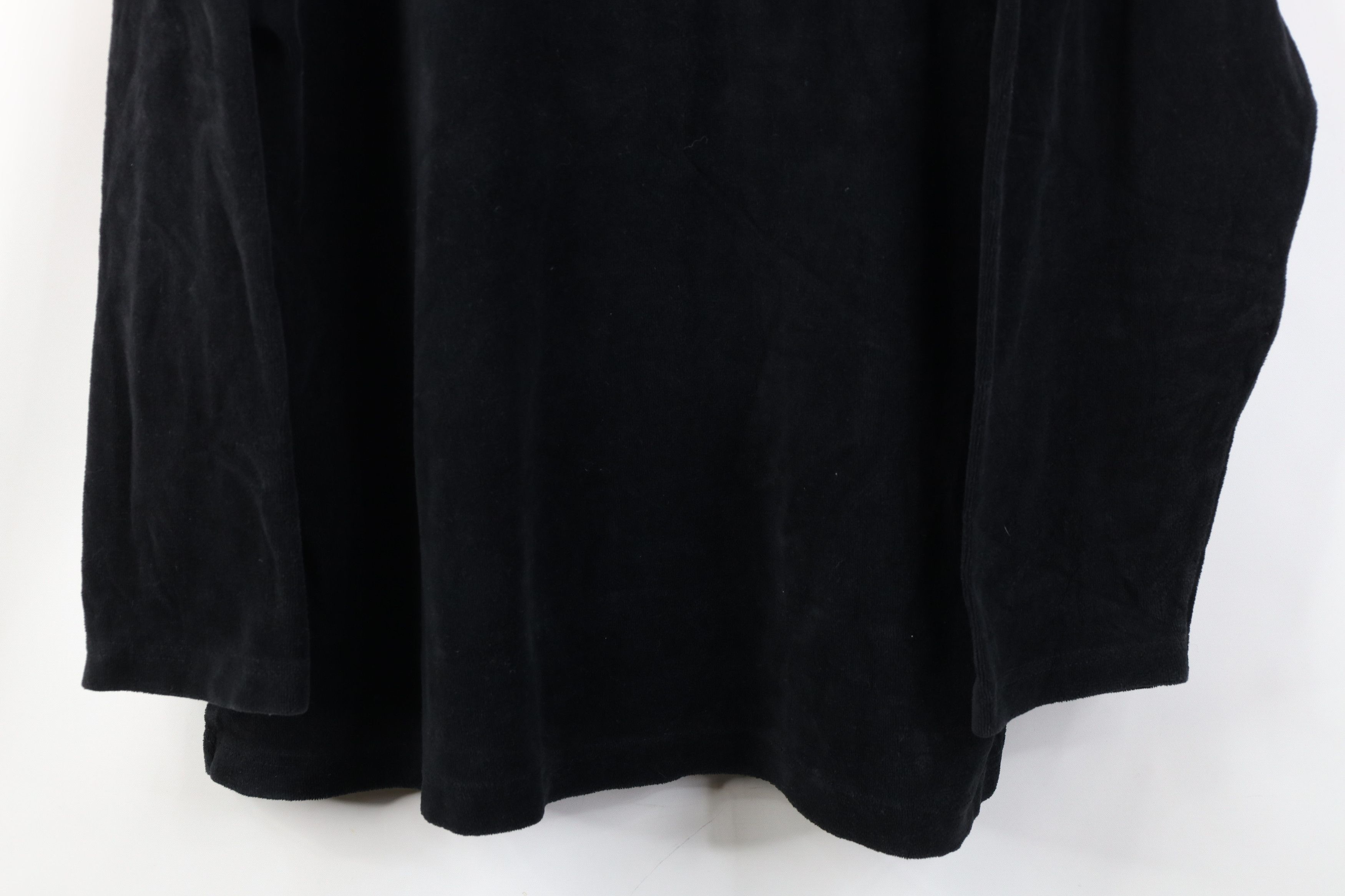 Vintage Vintage 70s Streetwear Blank Velour Long Sleeve Polo Black Size M / US 6-8 / IT 42-44 - 3 Thumbnail