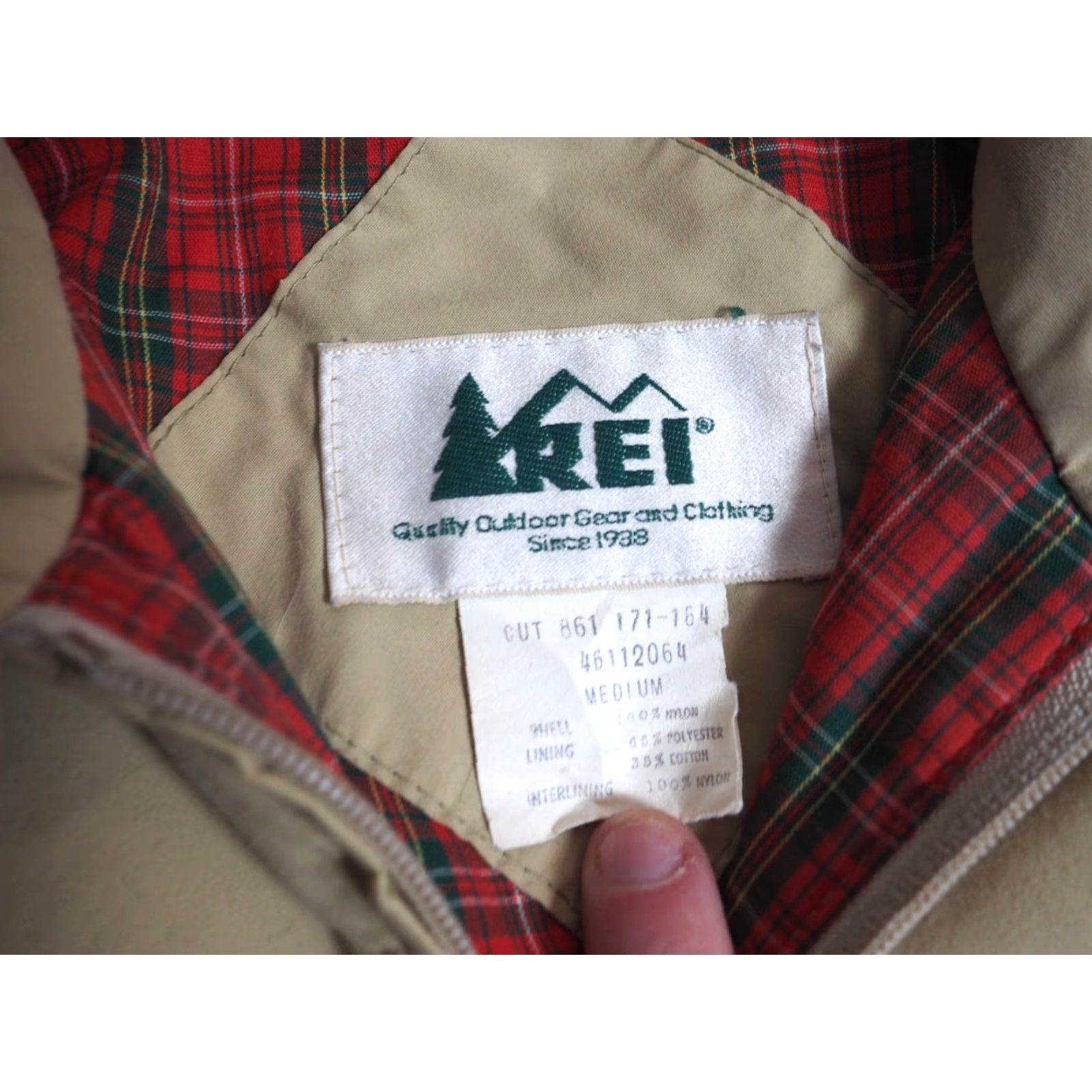 Vintage VTG 80s REI GTX Goretex Beige Plaid Lined Nylon Outdoor Bomber Jacket Mens M Size US M / EU 48-50 / 2 - 4 Thumbnail
