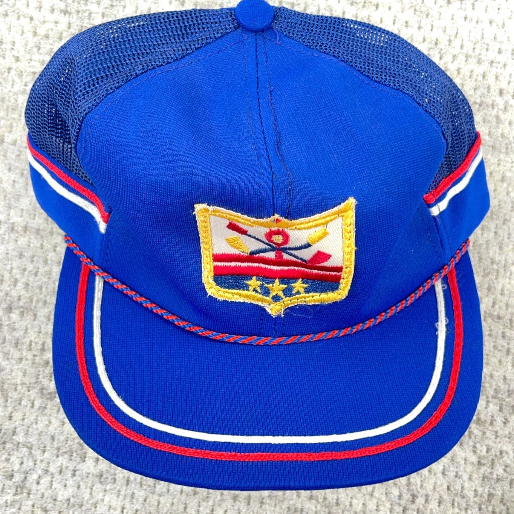 Vintage VINTAGE Trucker Hat Cap Snapback Blue Side Stripe Patch 70s 80s Adult Men Adjustable Blues Twill Logo Outdoor Retro USA 80s Hipster Size ONE SIZE - 4 Thumbnail