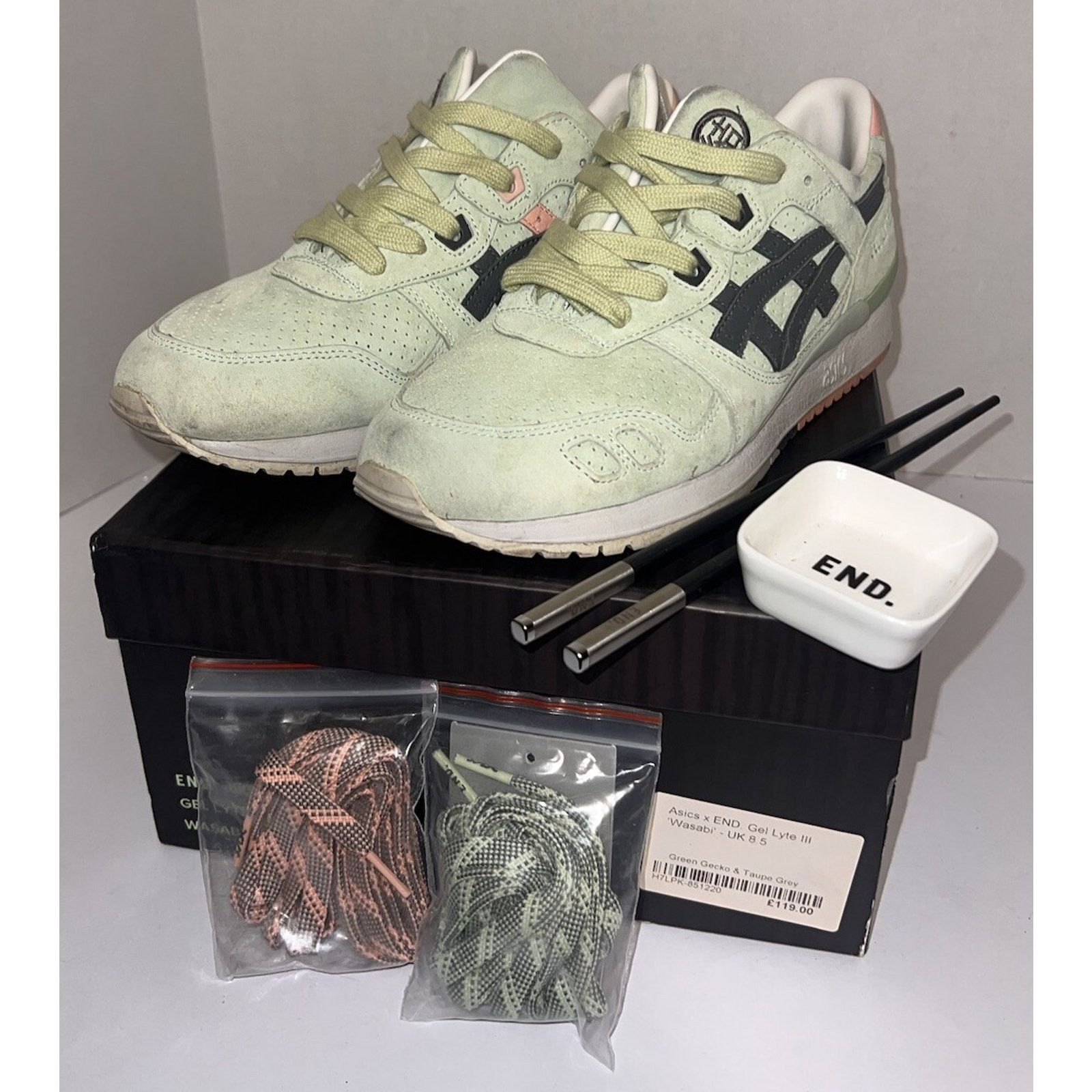 Size ASICS GEL-Lyte III x END Wasabi 2018 Complete