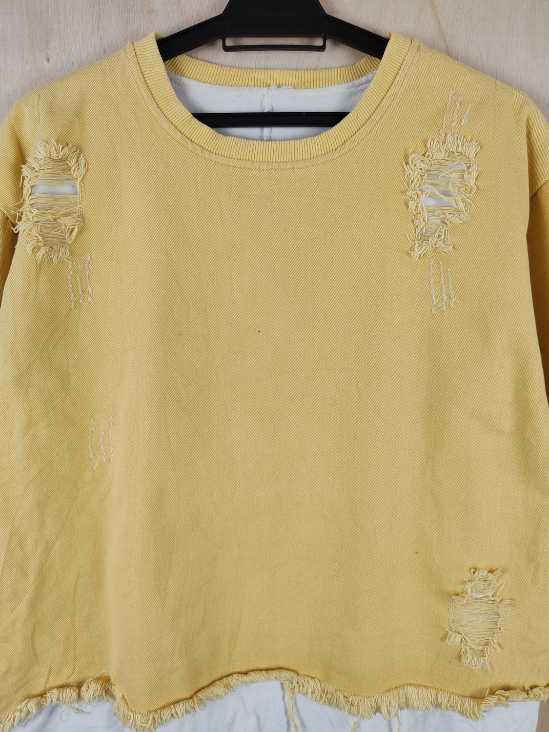 Japanese Brand Japan ripped distressed Yellow Thank You Sweatshirts #S2515 Size L / US 10 / IT 46 - 13 Thumbnail