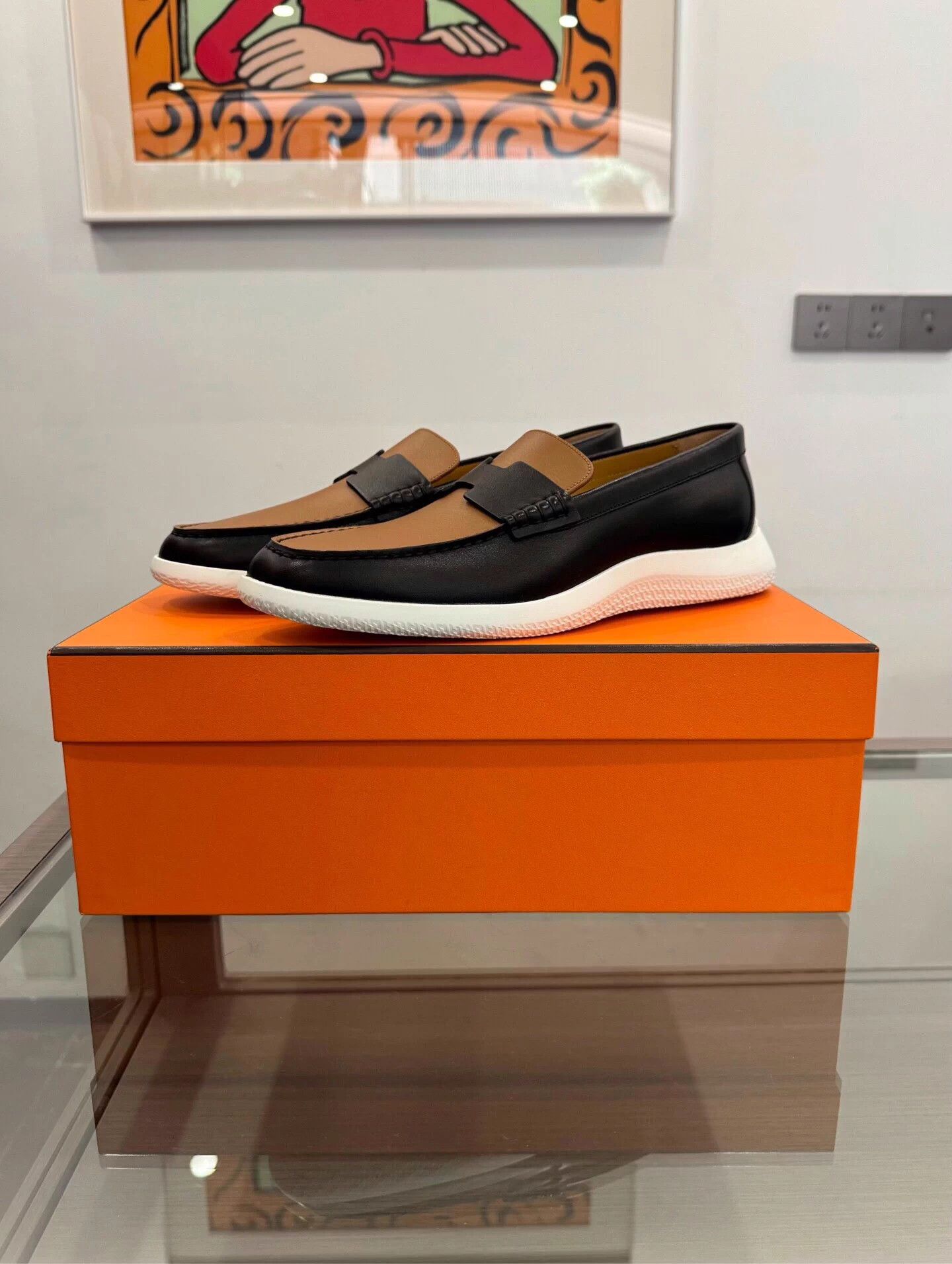 Hermes Hermes Don men's black H logo leather flat 41 Size US 8 / EU 41 - 1 Thumbnail