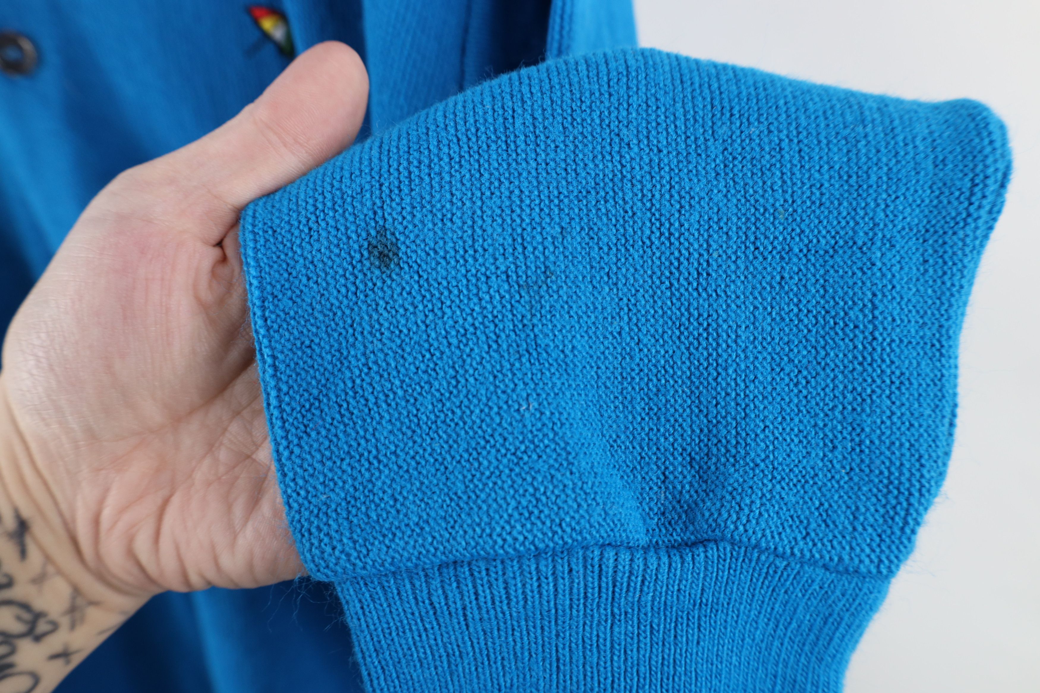 Vintage Vintage 70s 80s Streetwear Knit Cardigan Sweater Blue USA Size US XL / EU 56 / 4 - 7 Thumbnail