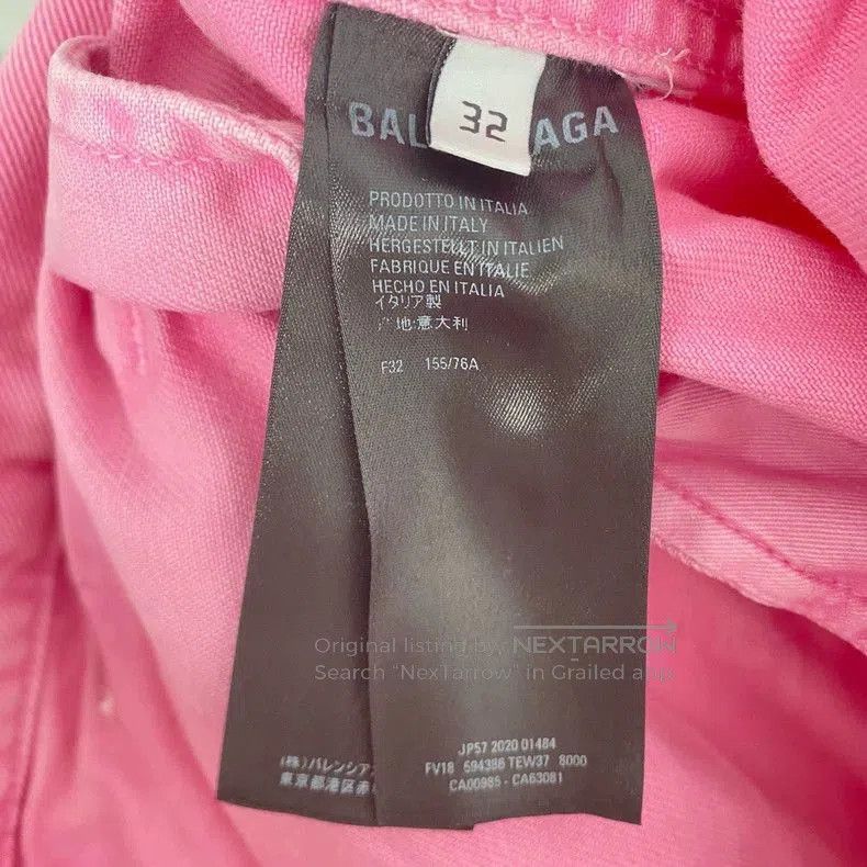 Balenciaga Pink Logo Denim Jacket.