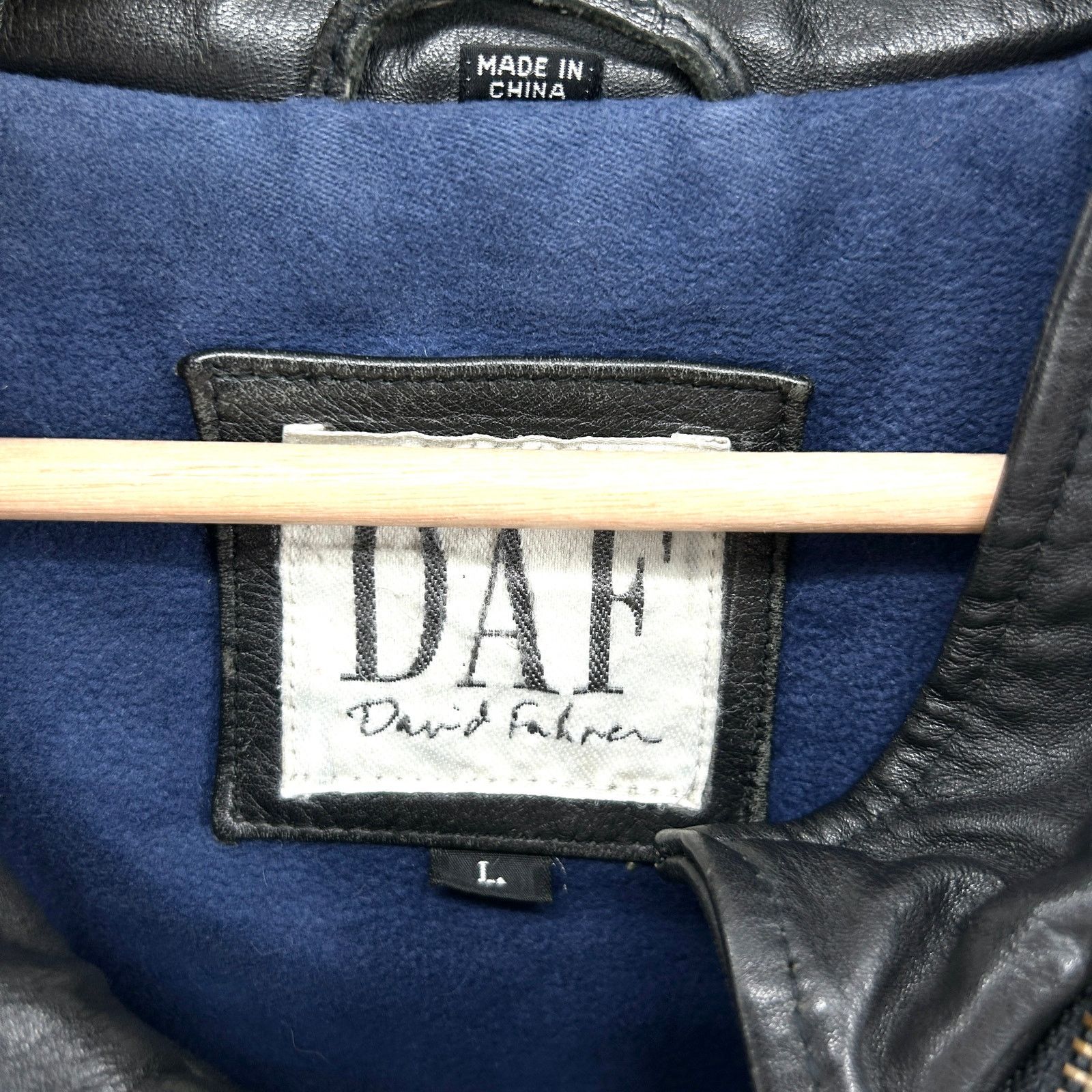Vintage 90s DAF David Fahren Black Leather Hooded Bomber Jacket Size US L / EU 52-54 / 3 - 8 Thumbnail