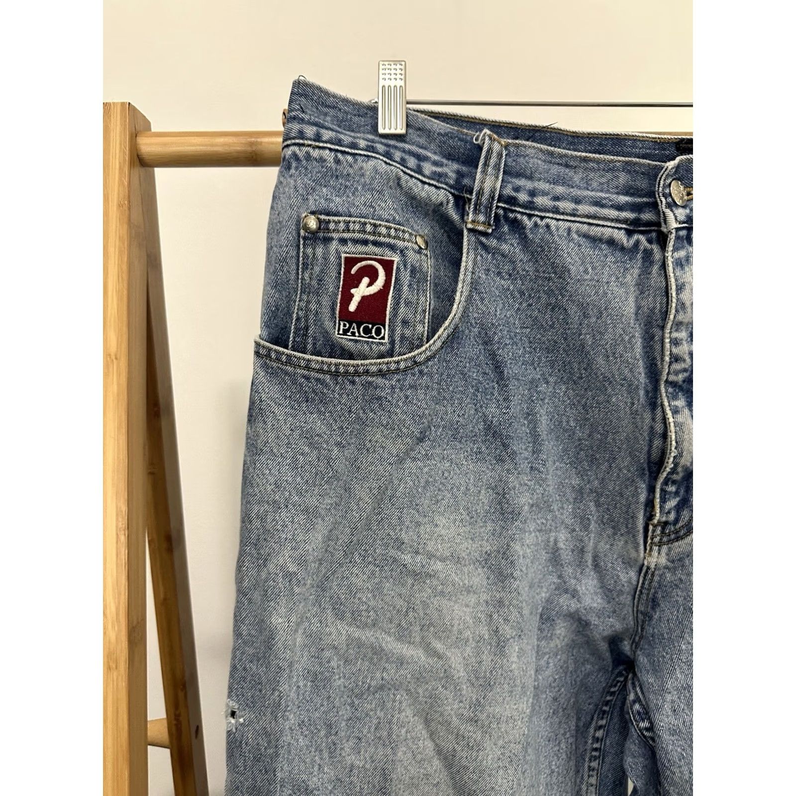 Vintage PACO Jeans VTG Ghost Denim Wide-Leg Baggy Carpent er Blue 38x30 Men XS? Size US 38 / EU 54 - 3 Thumbnail