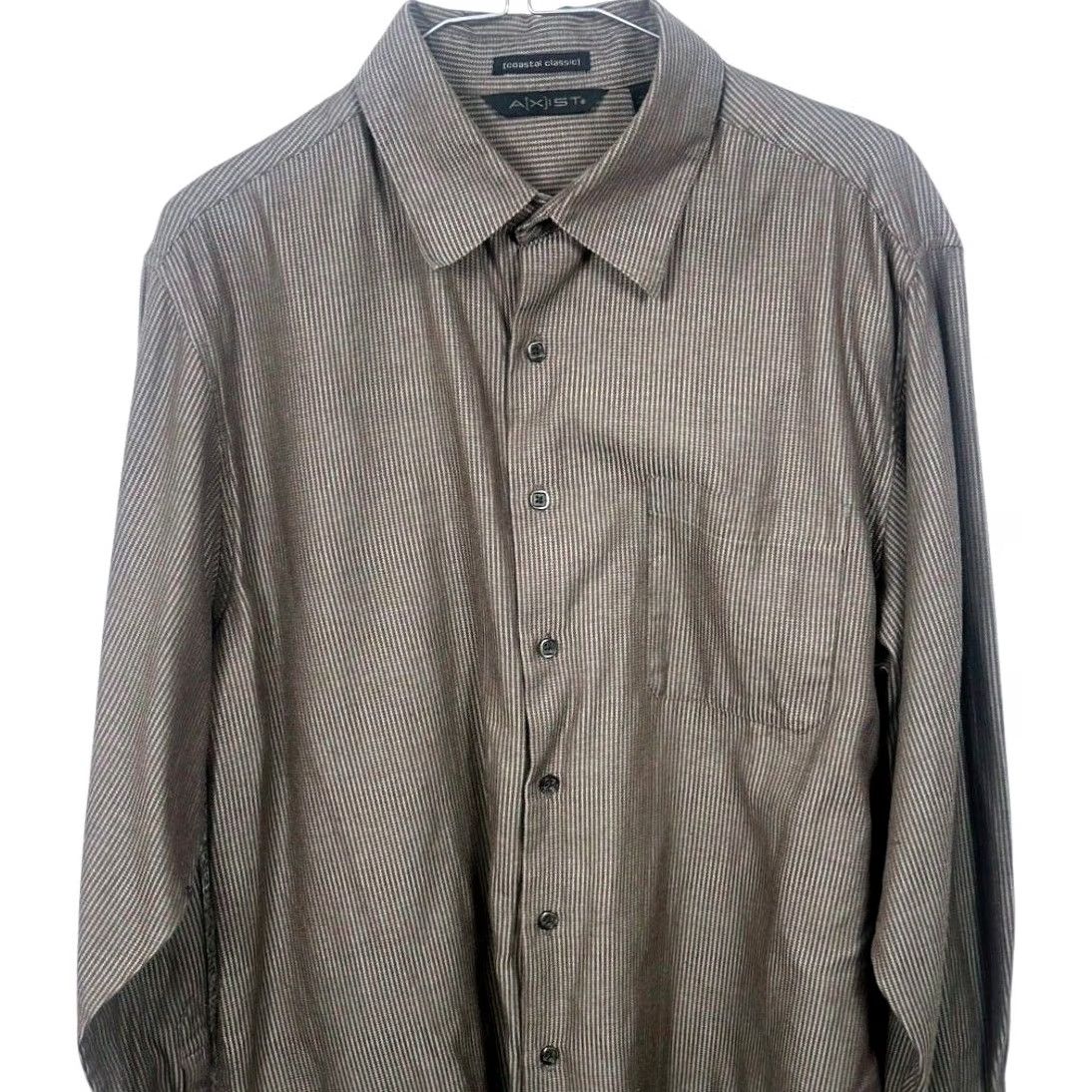Vintage AXIST Mens Shirt Long Sleeve Button Down Classic Fit Striped Brown L Size US L / EU 52-54 / 3 - 4 Thumbnail
