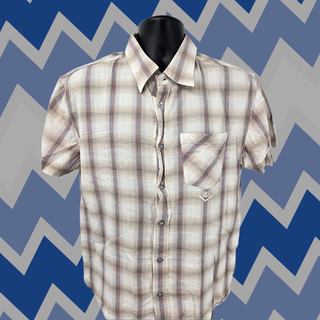 Diesel Diesel Shirt 2XL Beige Plaid Short Sleeve Lightweight Casual Pocket Men Size US XXL / EU 58 / 5 - 1 Thumbnail