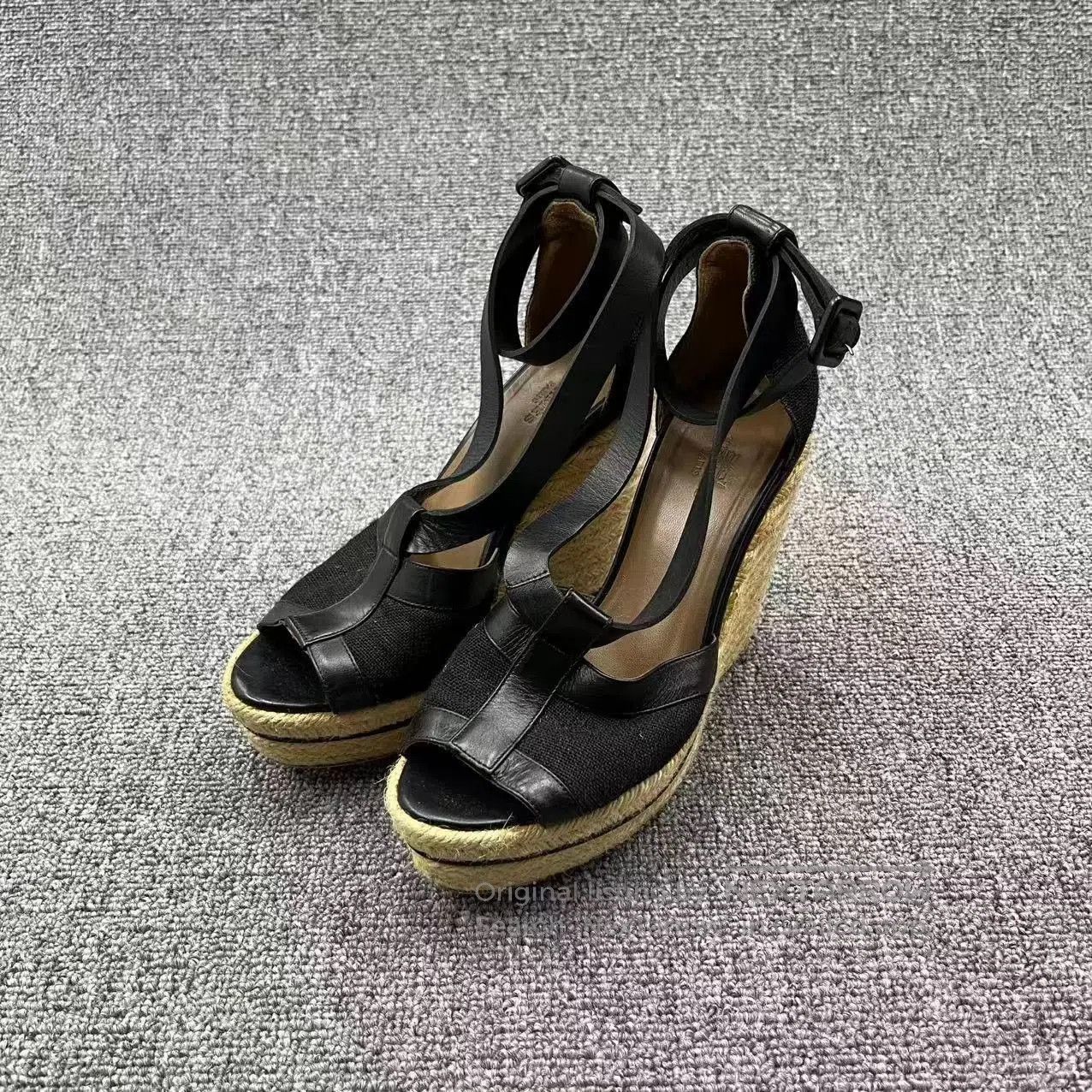 Hermes Hermes H Wedge Straw Platform Sandal. Size US 5 / IT 35 - 1 Thumbnail