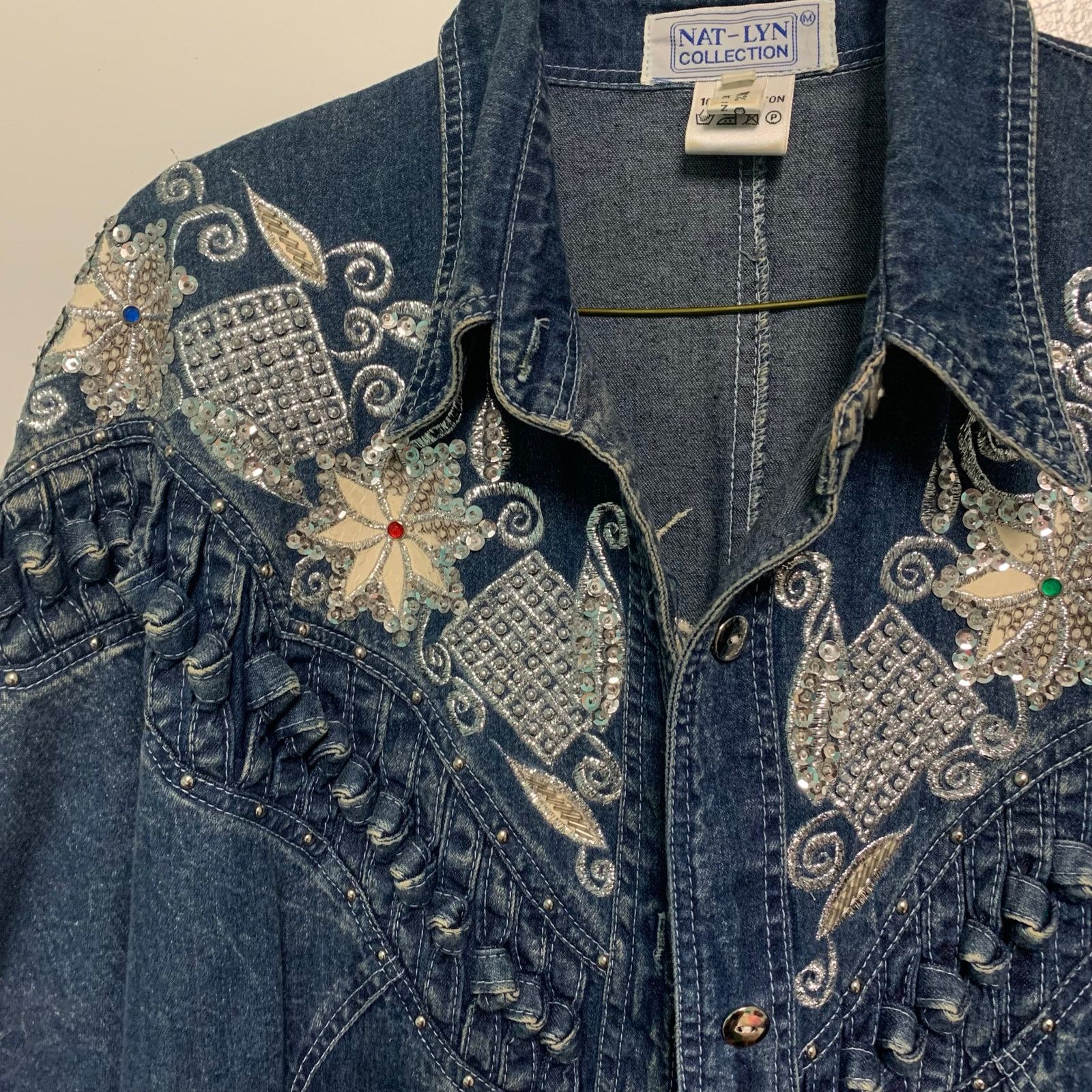 Vintage Nat-Lyn Collection Vintage Denim Sequin Western Duster M Size M / US 6-8 / IT 42-44 - 3 Thumbnail