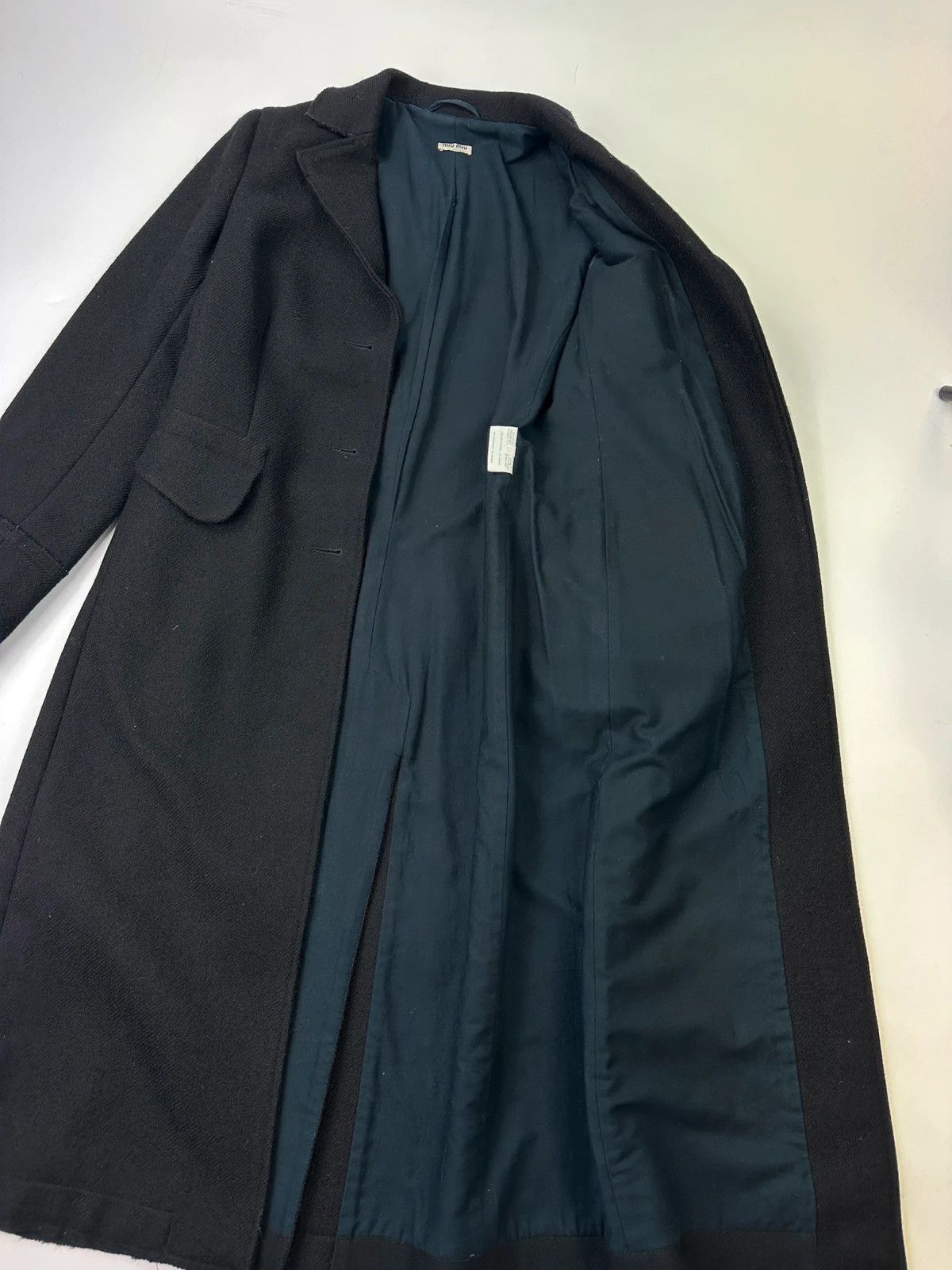 Miu Miu Miu Miu FW00-05 Black Wool & Mohair Long Trench Coat Size L / US 10 / IT 46 - 10 Thumbnail