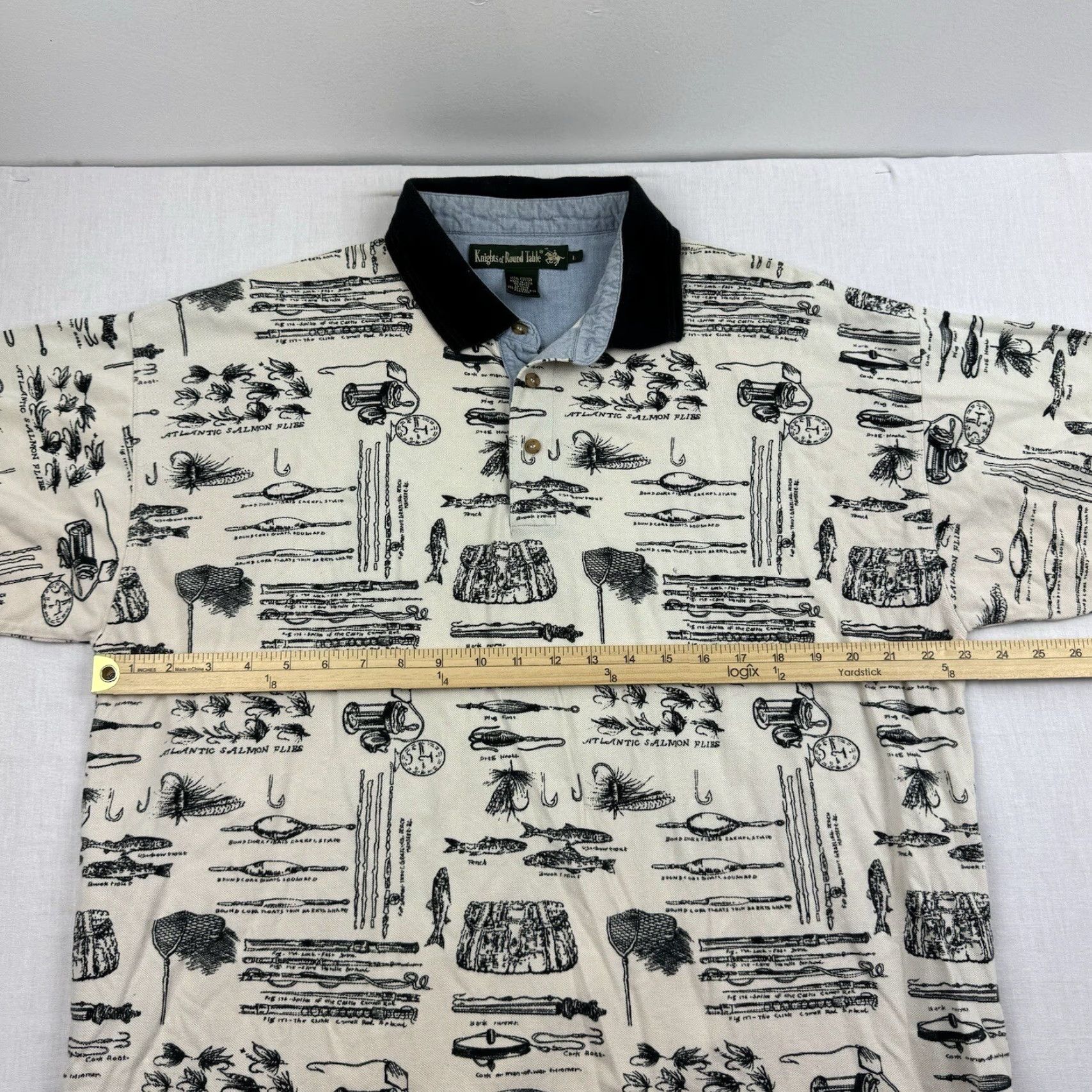Vintage Vintage Knights Of Round Table Polo Shirt Print Fishing Lure Cream Large Adult Size US L / EU 52-54 / 3 - 6 Thumbnail