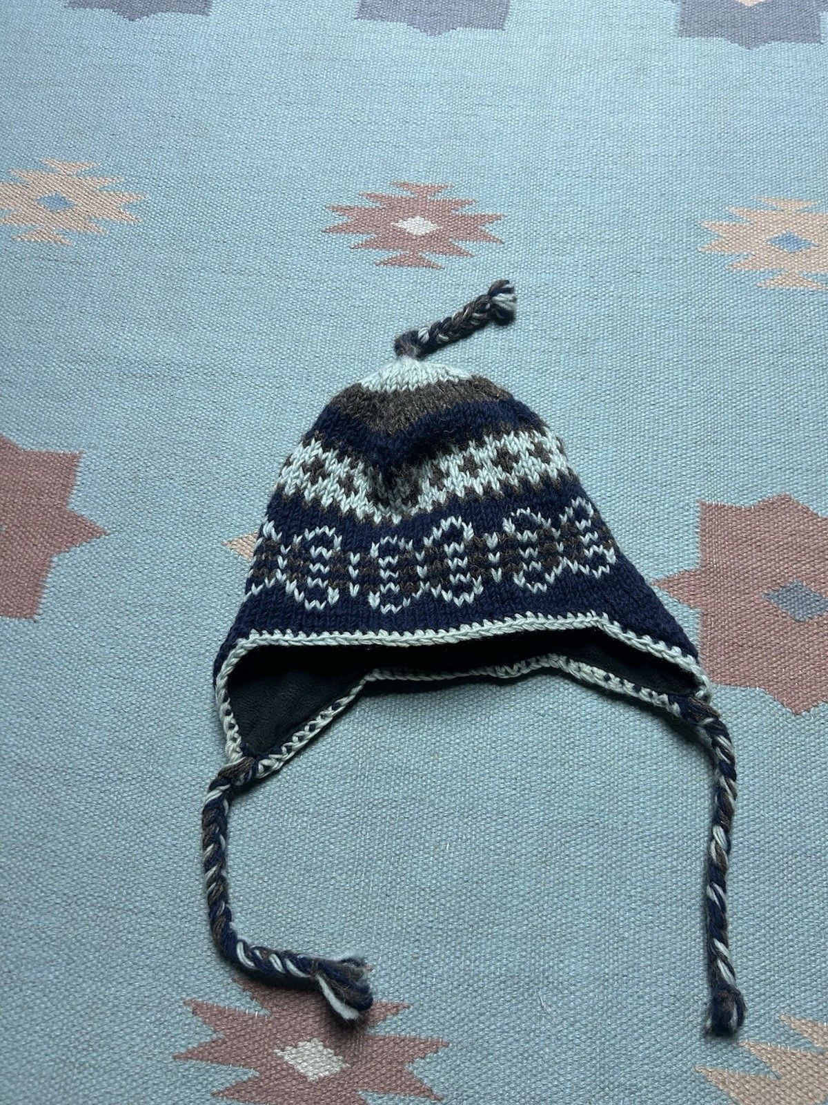 Vintage Vtg wool knit beanie toboggan winter made in Nepal line OSFA Size ONE SIZE - 5 Thumbnail