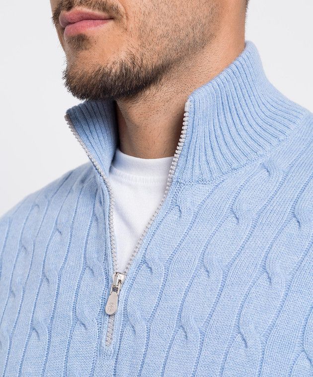 Brunello Cucinelli o1w1db10924 Cashmere Turtleneck in Light Blue Size US XS / EU 42 / 0 - 5 Thumbnail