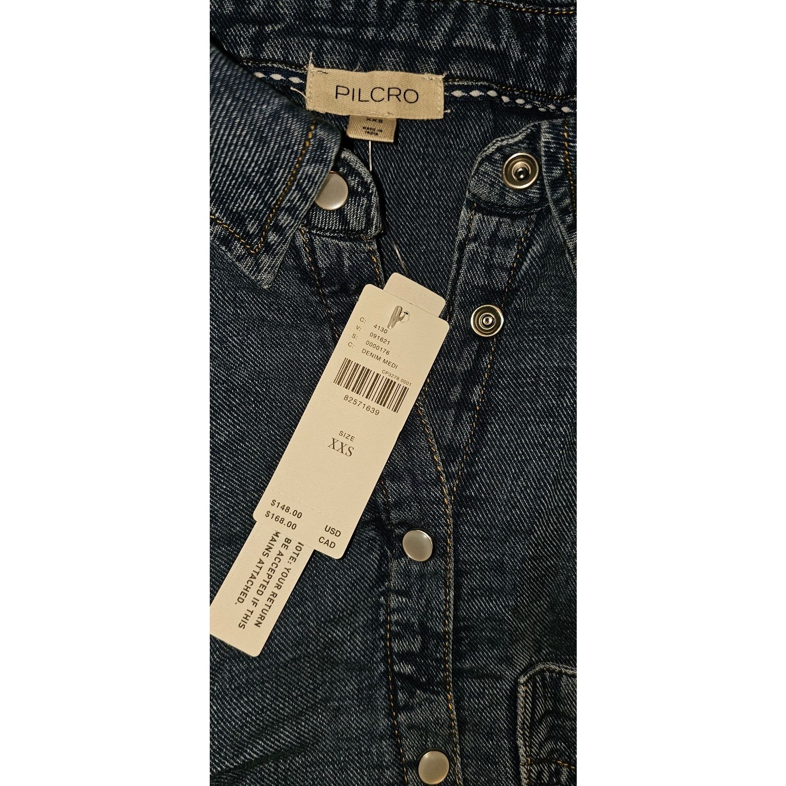 Anthropologie NWT Pilcro Denim Long-Sleeve Buttondown Dress $148 Size XS / US 0-2 / IT 36-38 - 5 Thumbnail