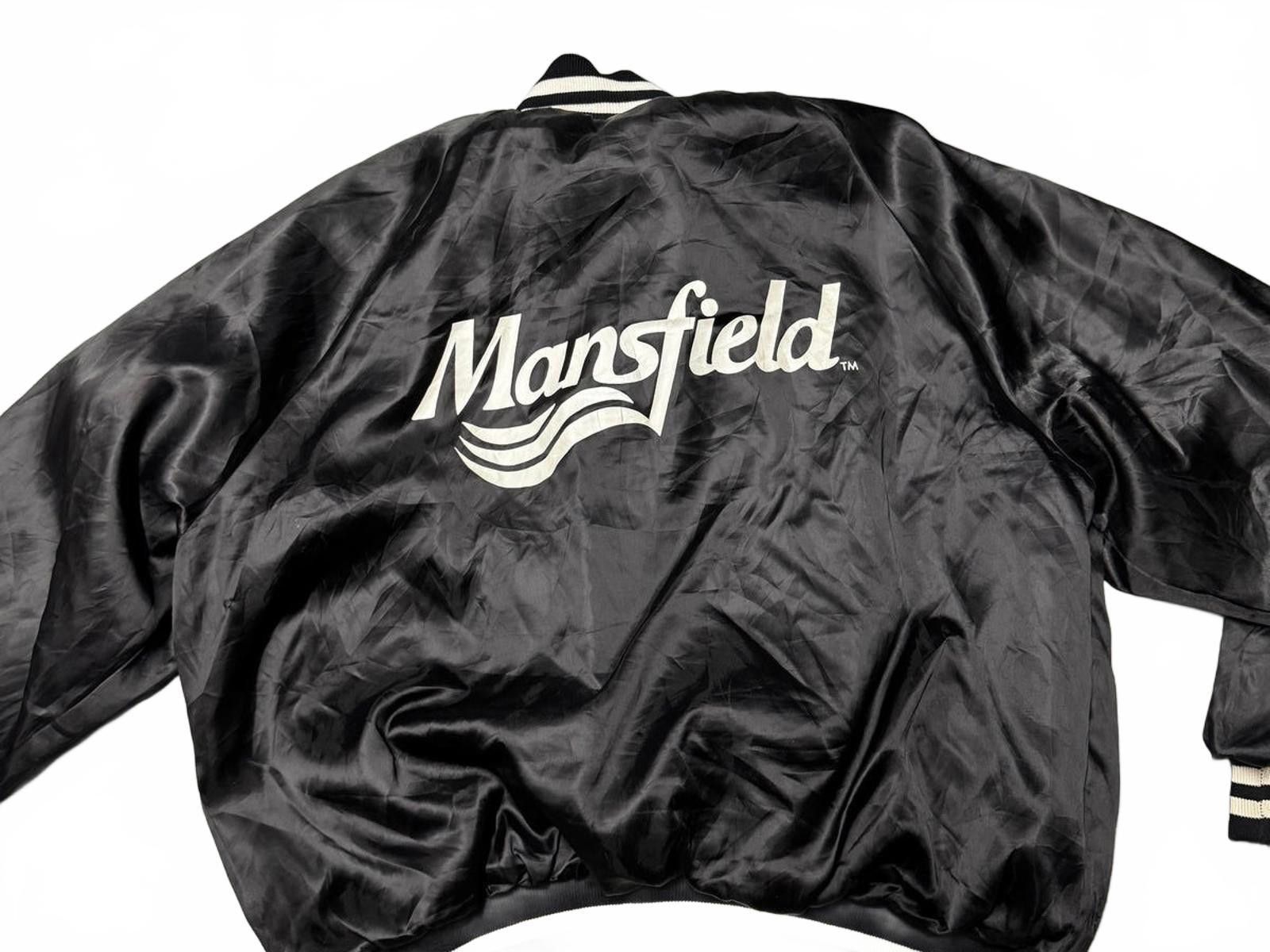 Maxfield Los Angeles Mansfield Black Satin Bomber Jacket with Striped Ribbed Trim Size US XL / EU 56 / 4 - 4 Thumbnail