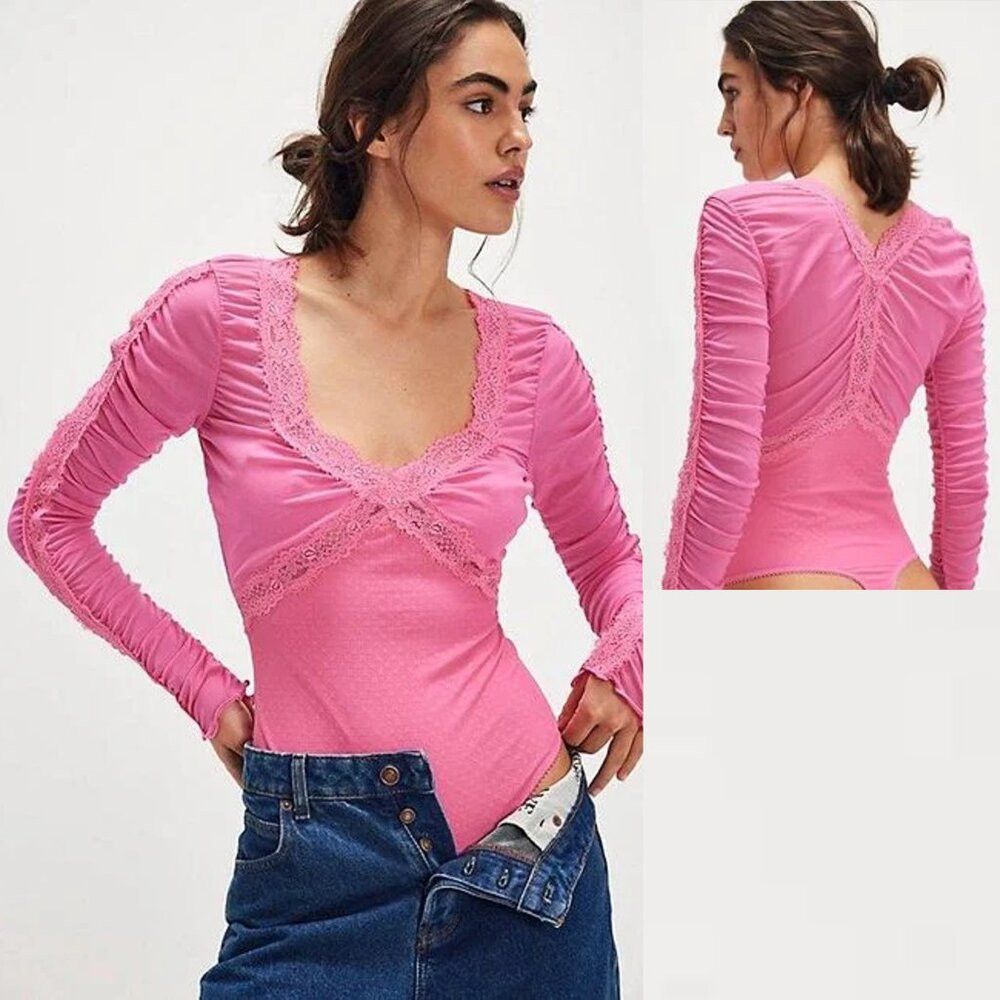 Free People NWT New Free People Forever Young Pink Bodysuit Size S Size S / US 4 / IT 40 - 2 Thumbnail