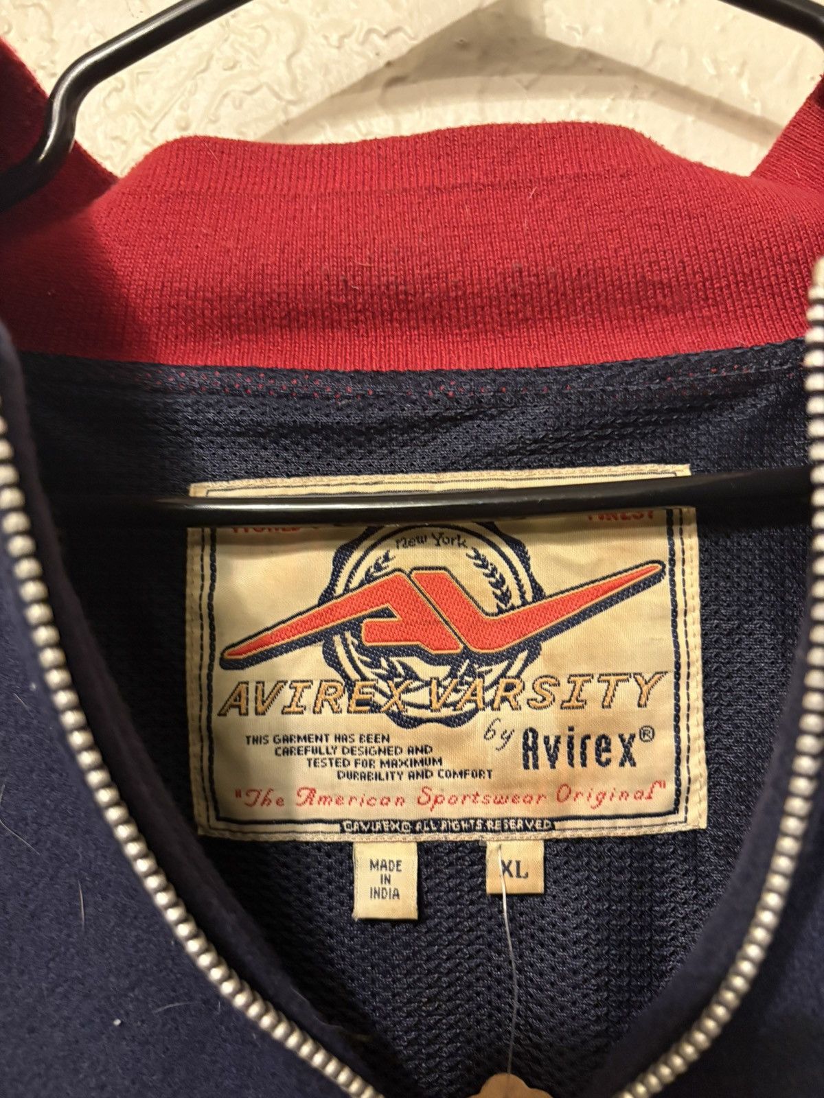 Avirex Vintage Avirex Varsity Half-Zip Jacket – Navy/Red (XL) Size US XL / EU 56 / 4 - 2 Thumbnail