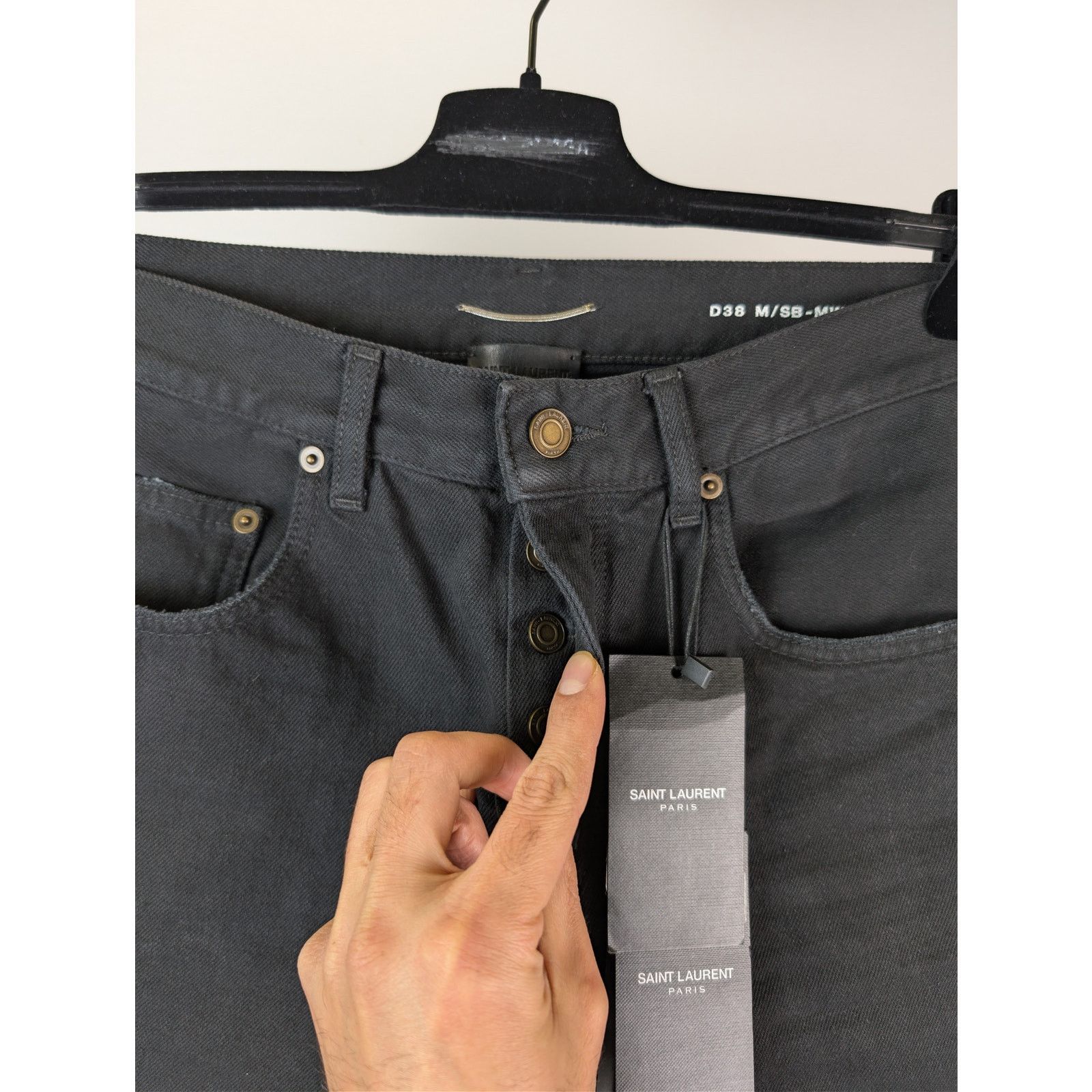 Saint Laurent Paris o1rshd1 Straight Baggy Denim Jeans in Oklahoma Black Size US 29 - 6 Thumbnail