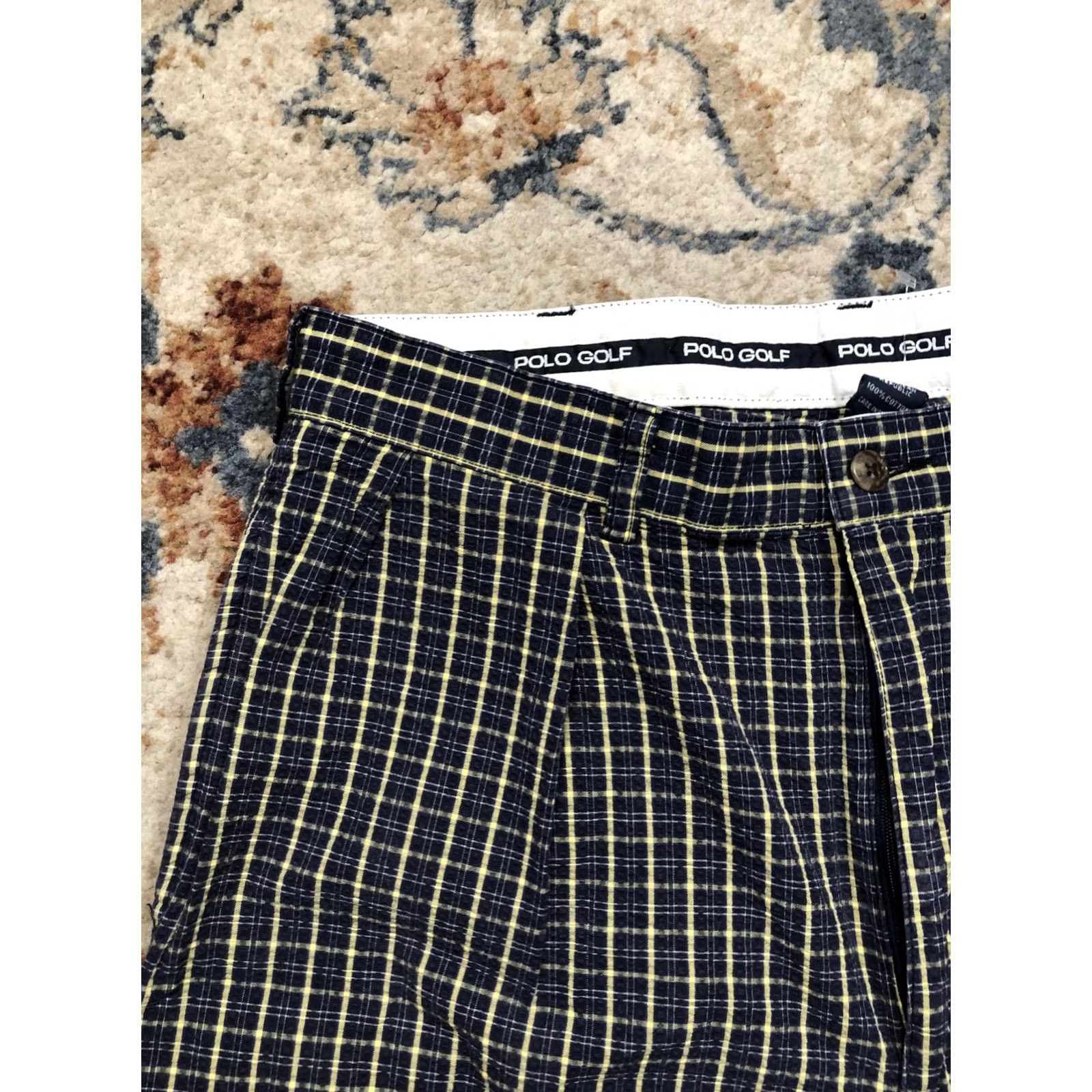 Polo Ralph Lauren Polo Golf Shorts Mens 34 Blue Yellow Plaid Preppy Pleated 100% Cotton Short Size US S / EU 44-46 / 1 - 2 Thumbnail