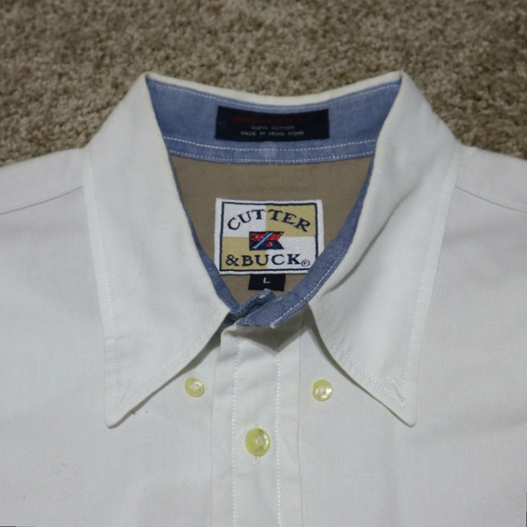 Cutter & Buck VINTAGE HOMESTEAD RESORT Shirt Men XL White Cutter & Buck Button-Up Short Sleeve Mens Shirt 80s? Size US XL / EU 56 / 4 - 4 Thumbnail