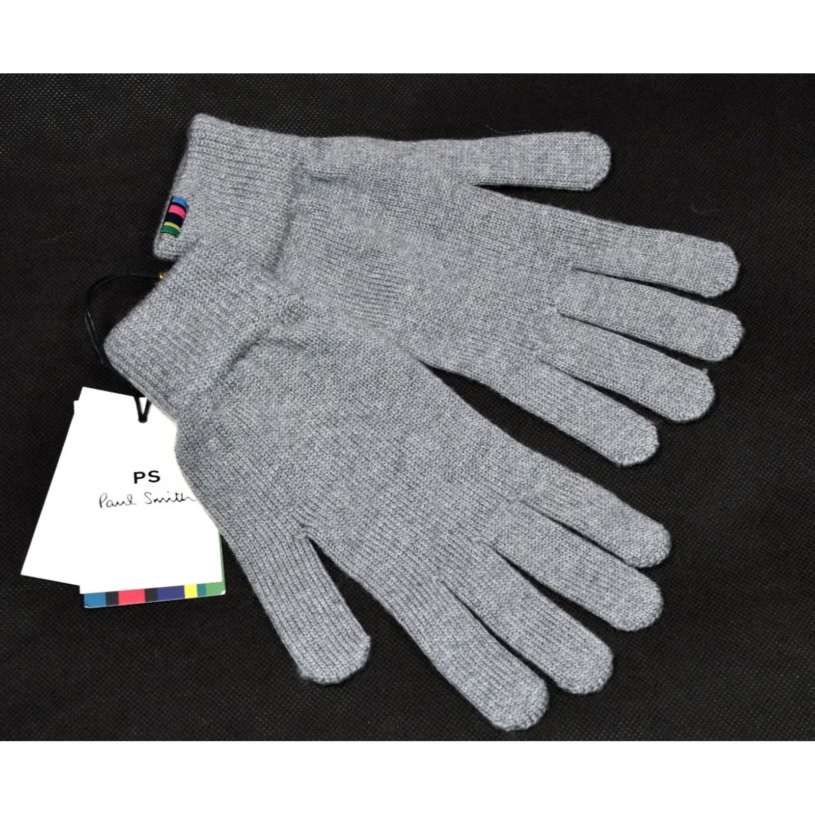 Paul Smith Paul Smith Cashwool Men's Wool Gloves Grey One Size Wrist Knit 100% Lambswool Solid Winter Fall Spring Casual Mens Size ONE SIZE - 2 Thumbnail