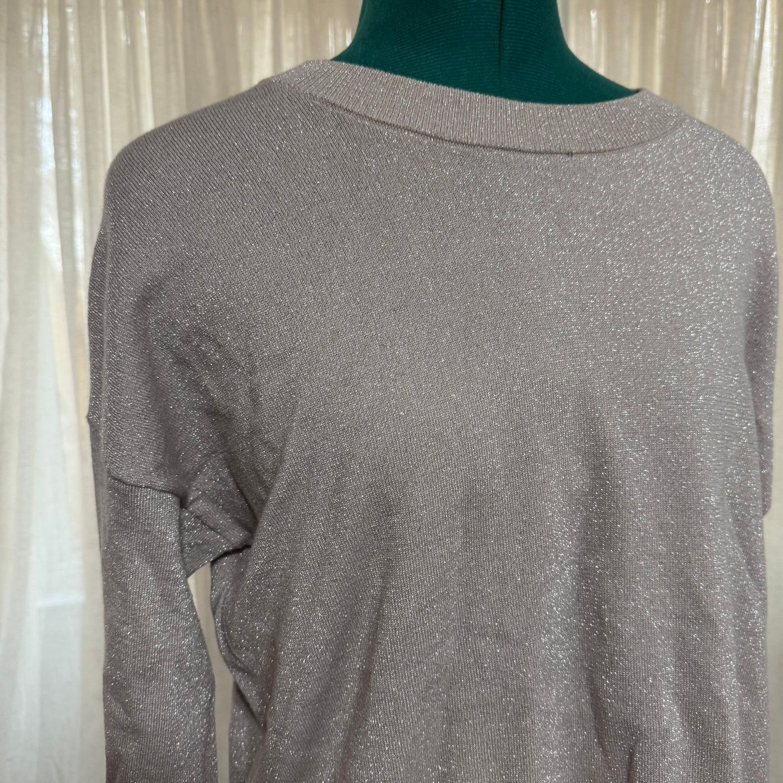 Elie Tahari Tahari Metallic Shimmer Crewneck Sweater | Sz S Size S / US 4 / IT 40 - 3 Thumbnail