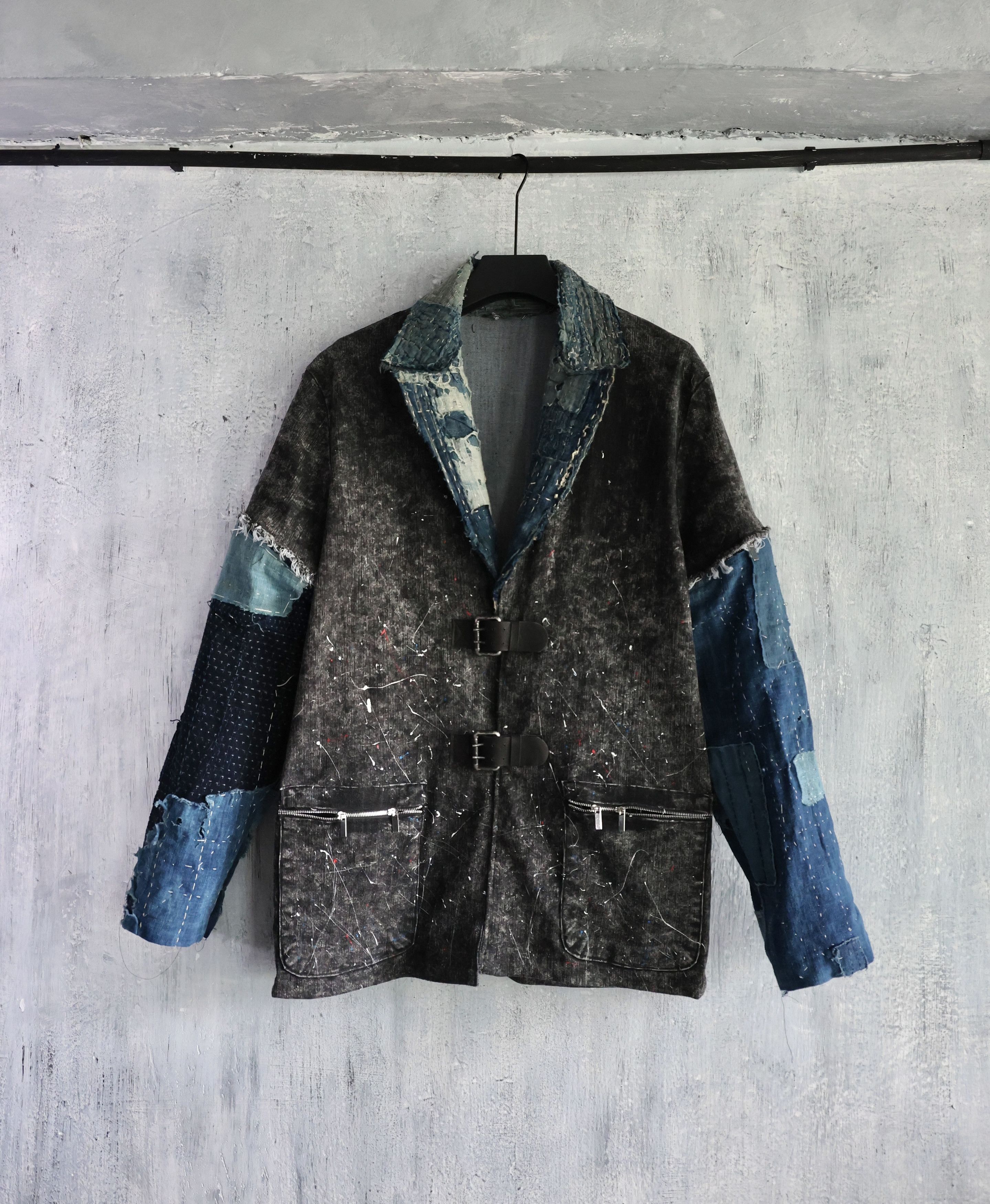 Hana Indigo Washed denim jacket patched with Boro vintage japan textiles Size US M / EU 48-50 / 2 - 1 Thumbnail