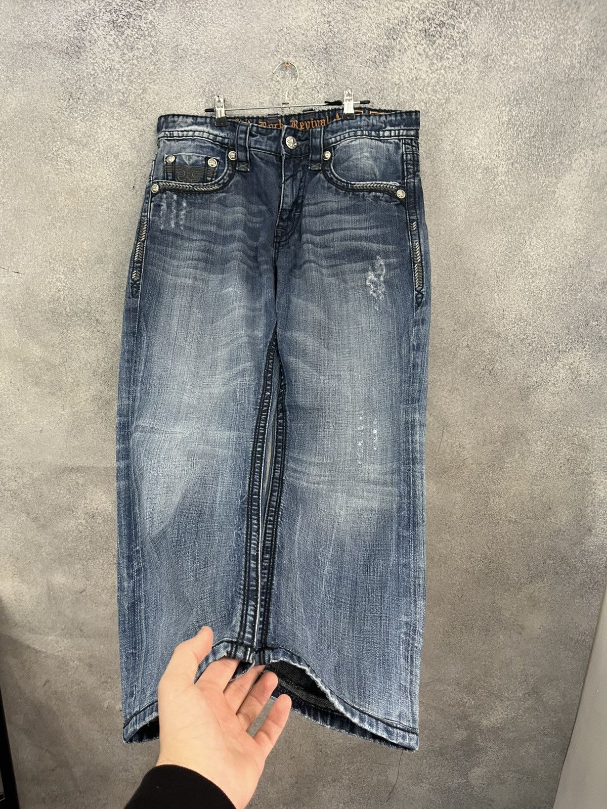 Rock Revival ROCK REVIVAL Hadriel Straight Blue Distressed Jeans Size US 34 / EU 50 - 12 Thumbnail