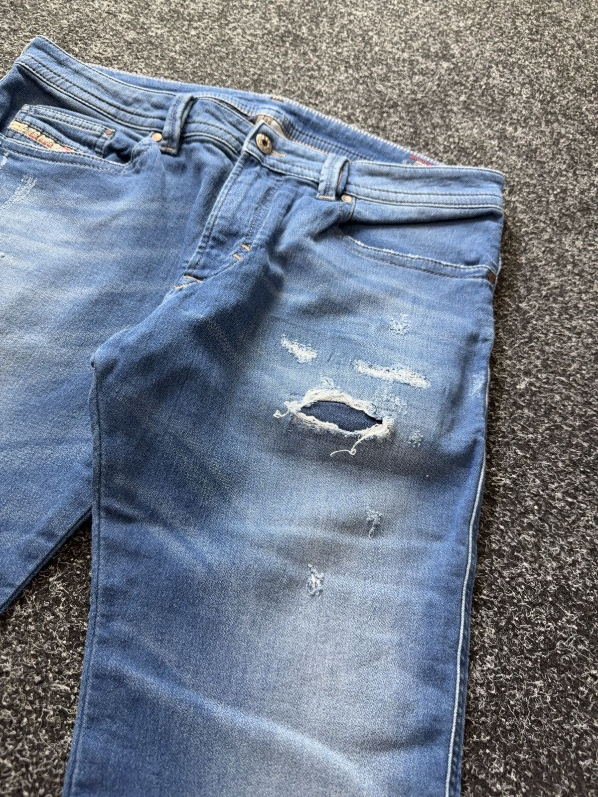 Diesel 00s Y2K Diesel Distressed Jeans Slim Stretch Denim Blue Size US 32 / EU 48 - 7 Thumbnail