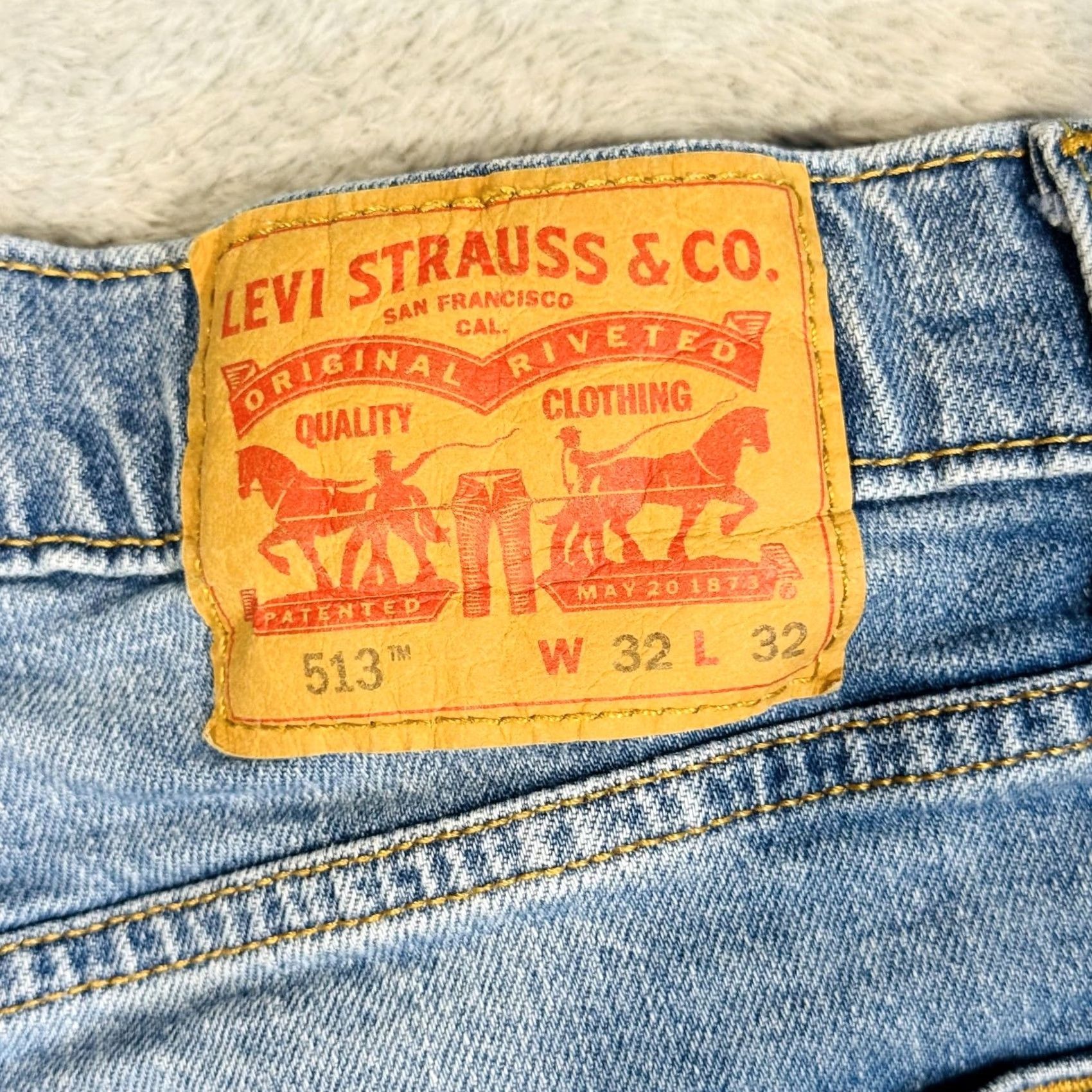 Levi's Levi's 513 Jeans Mens 32x32 Blue Light Wash Slim Straight Stretch Denim Zip Fly Size US 32 / EU 48 - 7 Thumbnail