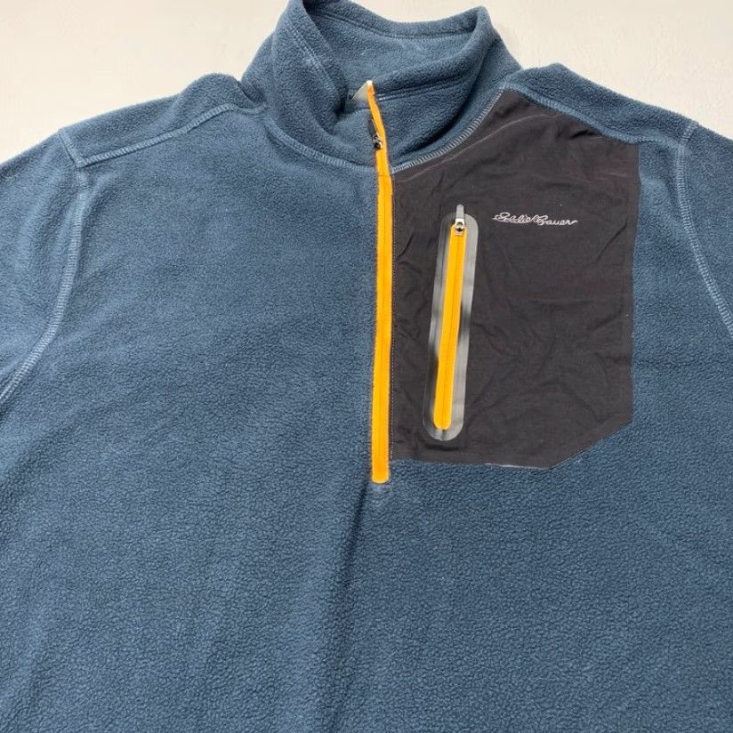 Eddie Bauer Eddie Bauer Jacket Mens Large Blue 1/4 Zip Fleece Pullover Zip Pocket Stand-Up Lightweight Polyester Size US L / EU 52-54 / 3 - 3 Thumbnail