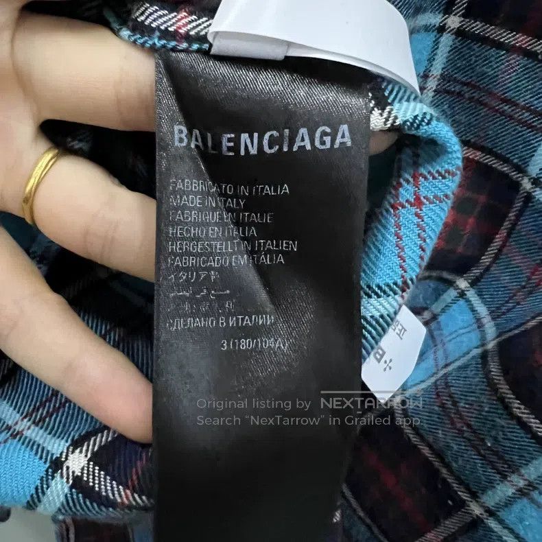 Balenciaga Balenciaga Plaid Collar Patchwork Long Sleeve Shirt Size US L / EU 52-54 / 3 - 5 Thumbnail