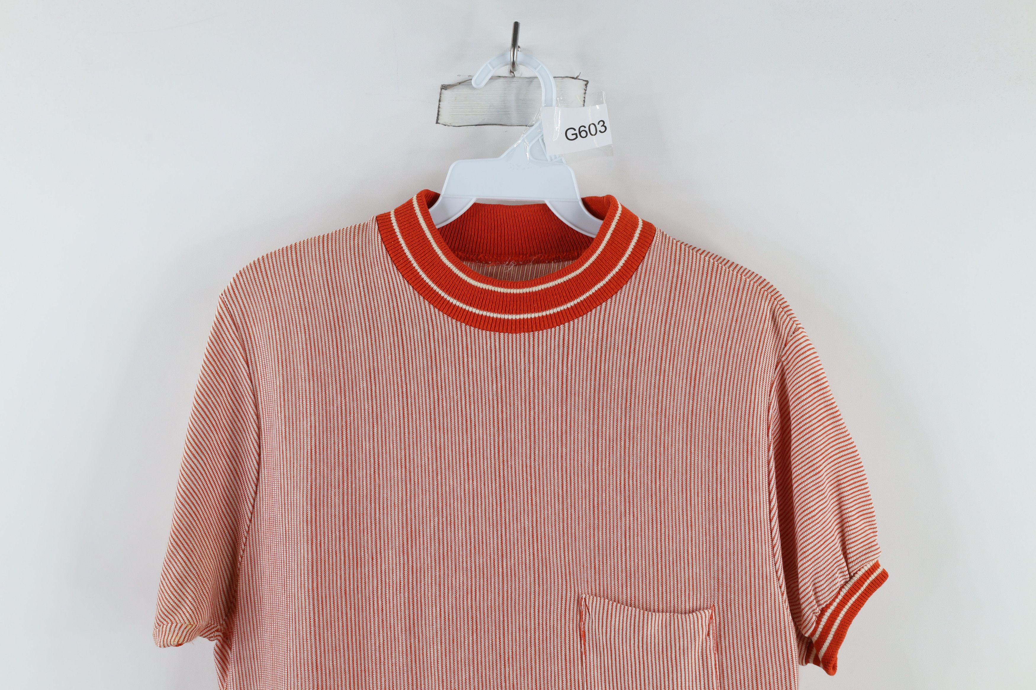 Vintage Vintage 50s 60s Streetwear Knit Ringer T-Shirt Orange Size US M / EU 48-50 / 2 - 2 Thumbnail