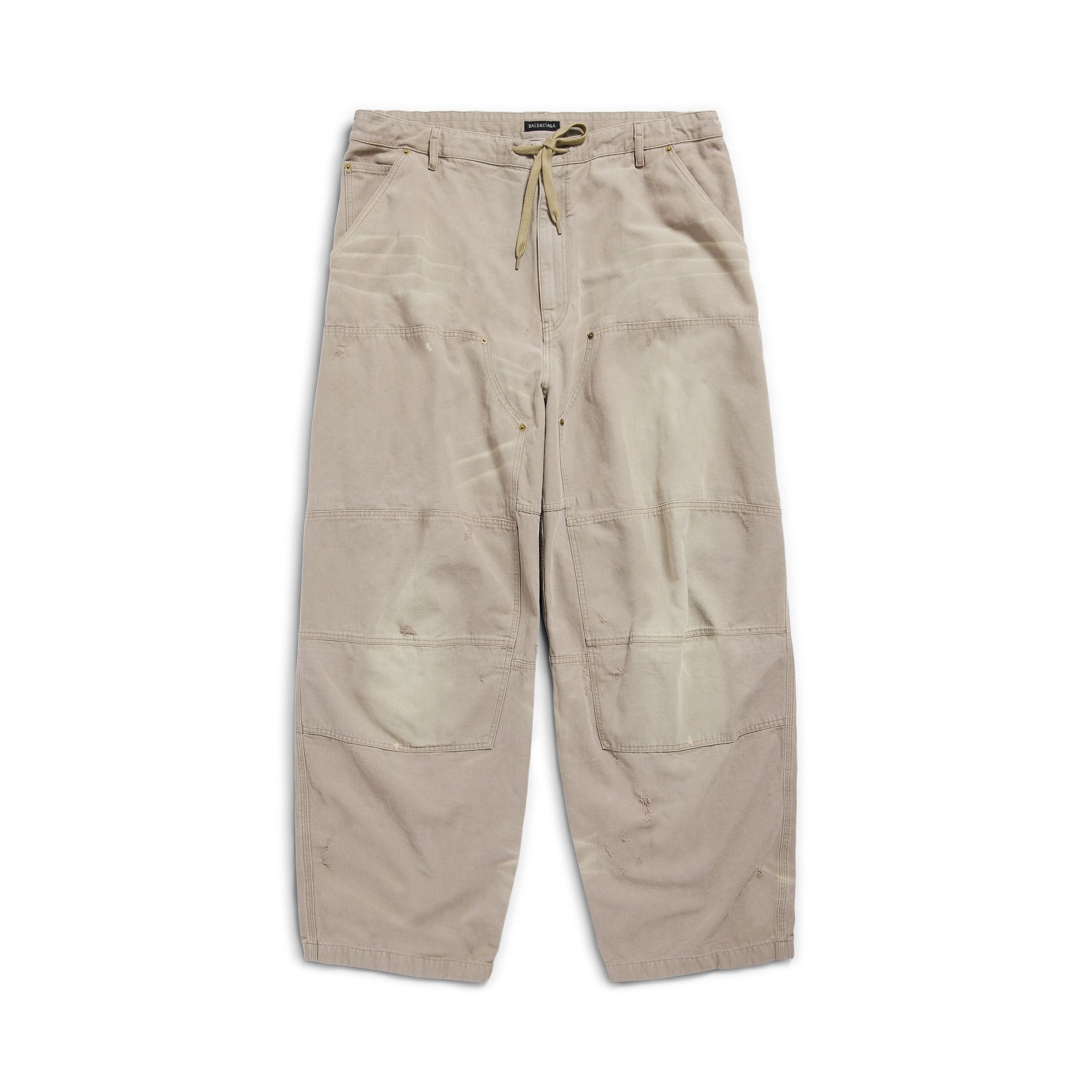 LOOK 55 Double Knee Pants in beige cotton canvas