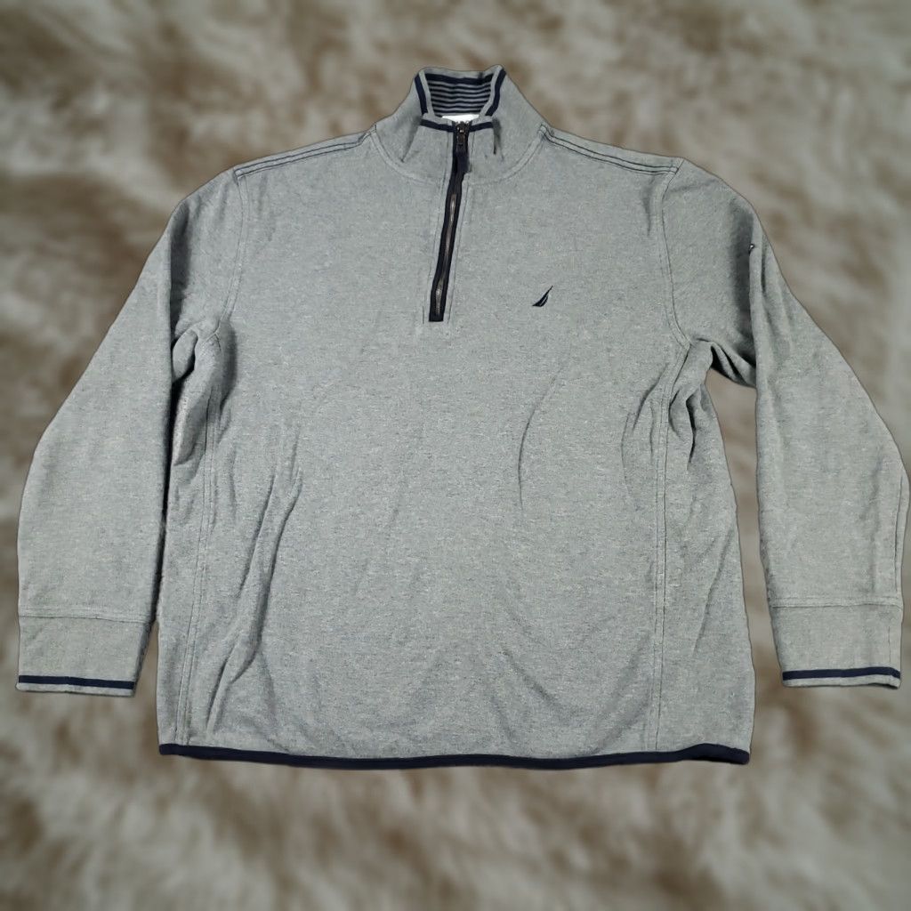Nautica Nautica Sweater Mens Large Gray 1/4 Zip Pullover Casual Knit Size US L / EU 52-54 / 3 - 1 Thumbnail