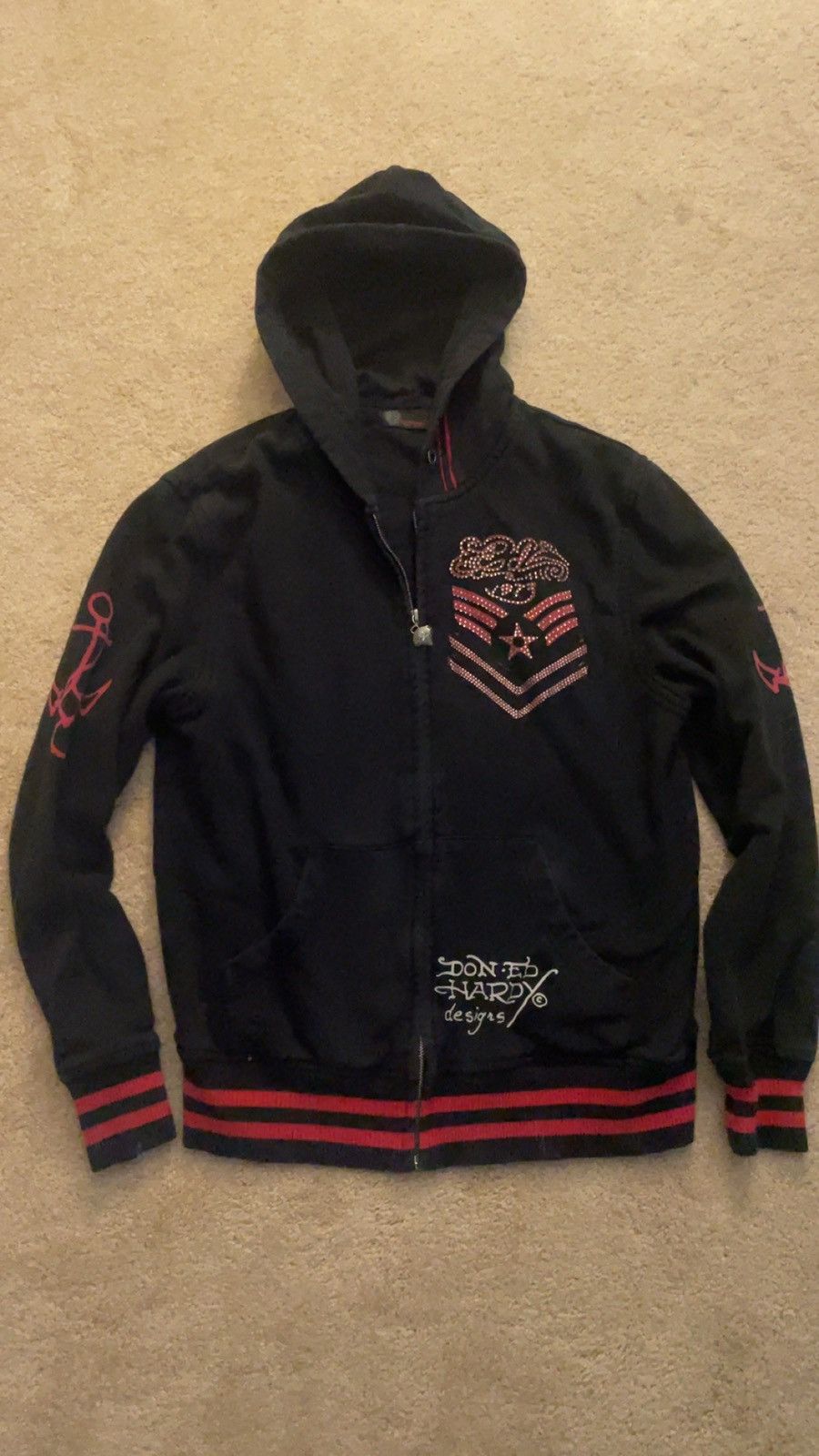 Christian Audigier × Ed Hardy × Japanese Brand VINTAGE Ed hardy 1973 Marines USMC zip up hoodie/jacket Size US L / EU 52-54 / 3 - 4 Thumbnail