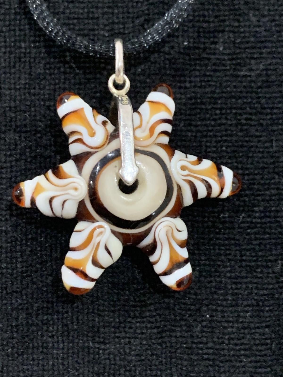 Sterling Silver Monroe Glass Lampwork Star Pendant Necklace Sterling 18" 925 Size ONE SIZE - 3 Thumbnail
