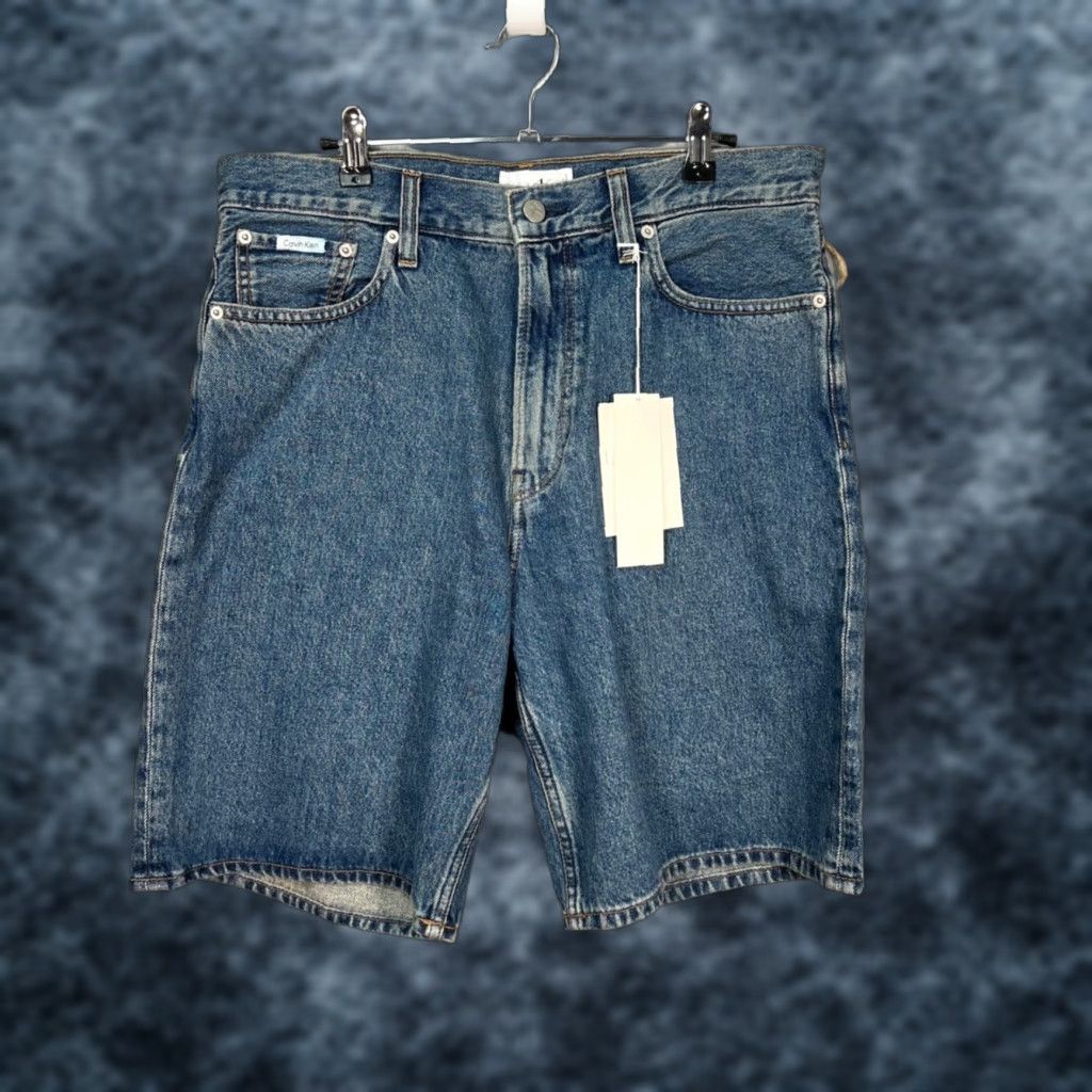 Palace Palace Calvin Klein Mens Bermuda Shorts 30 Blue 100% Cotton NEW! Denim Baggy Mid Rise Flat Front Pockets Crew Neckless? Size US 30 / EU 46 - 1 Thumbnail